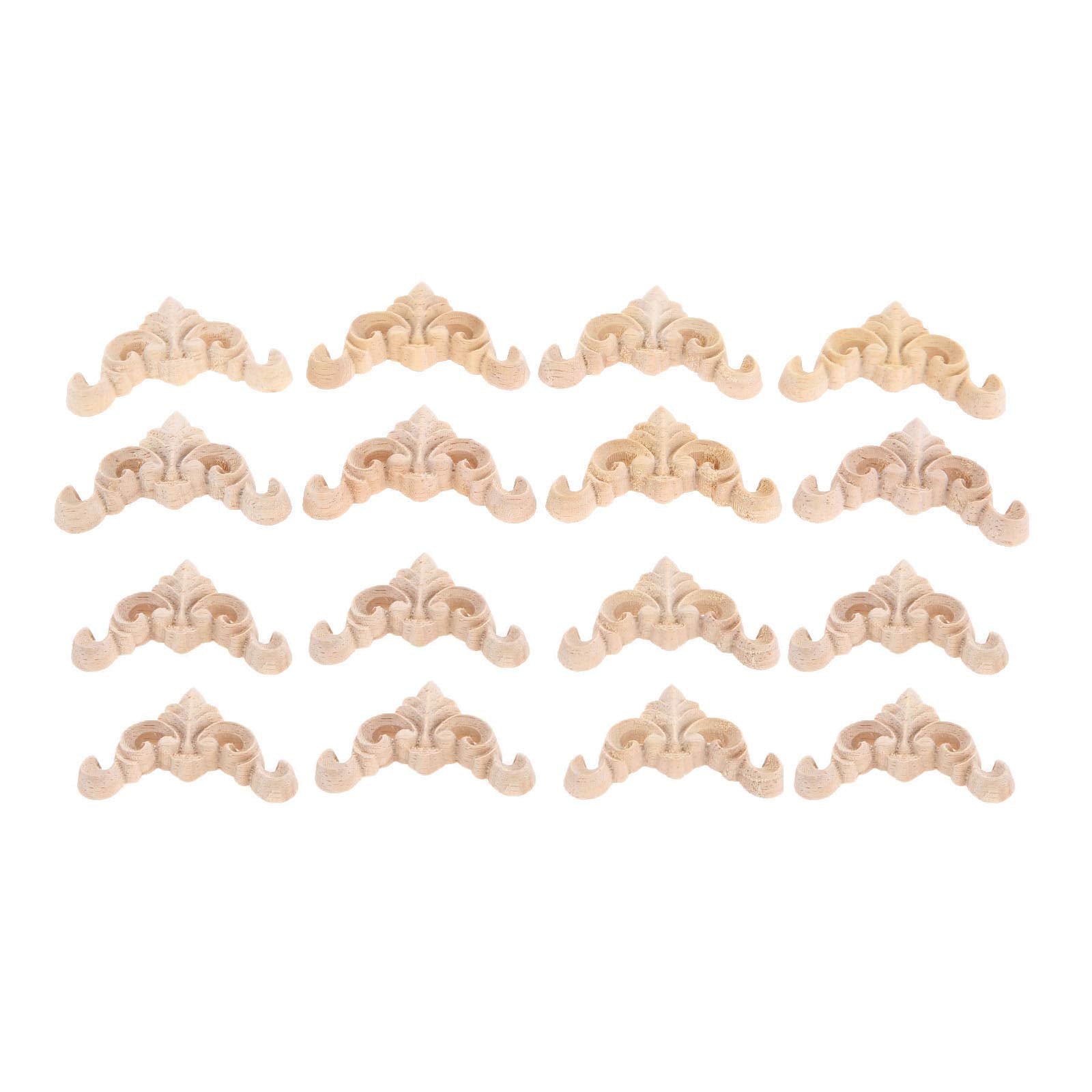 MUXSAM 16Pcs Furniture Onlay Applique Frame for Home  4x4cm/1.57''x1.57''  Unpainted Woodcarving Corner Decal Cabinet Door Wall Ceiling Dresser