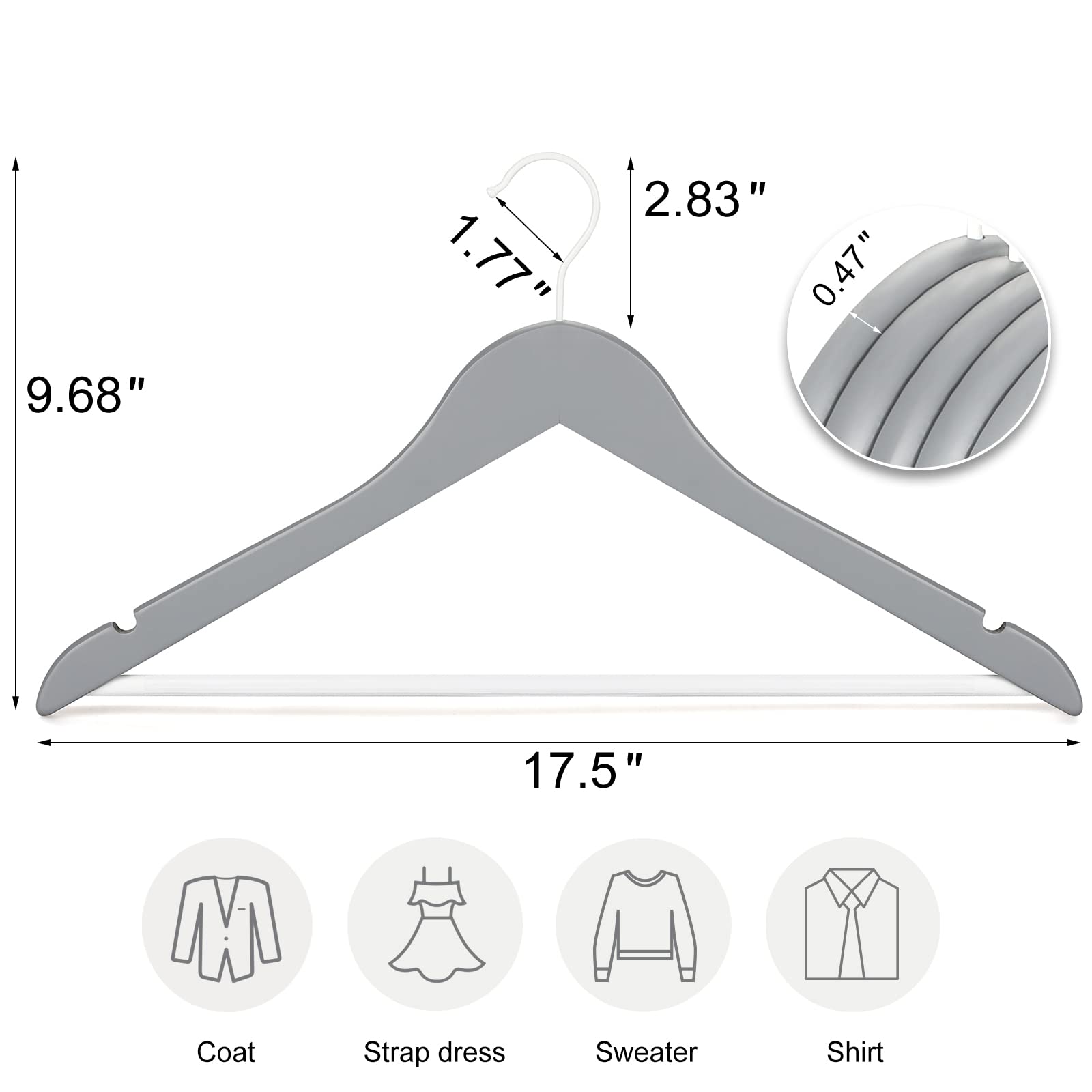 Topia Hanger Premium Wooden Hangers With Non-Slip Pant Bar, 360Swivel Hook And Shoulder Notches, 16 Pack Solid Wood Clothes Hang