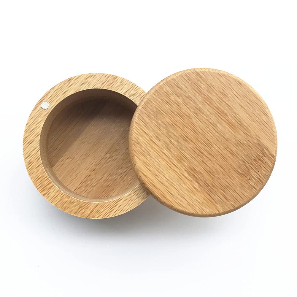 LAIEKSIANG Salt Shaker Flavoring Container Seasoning Jar Bamboo Storage Box (2)