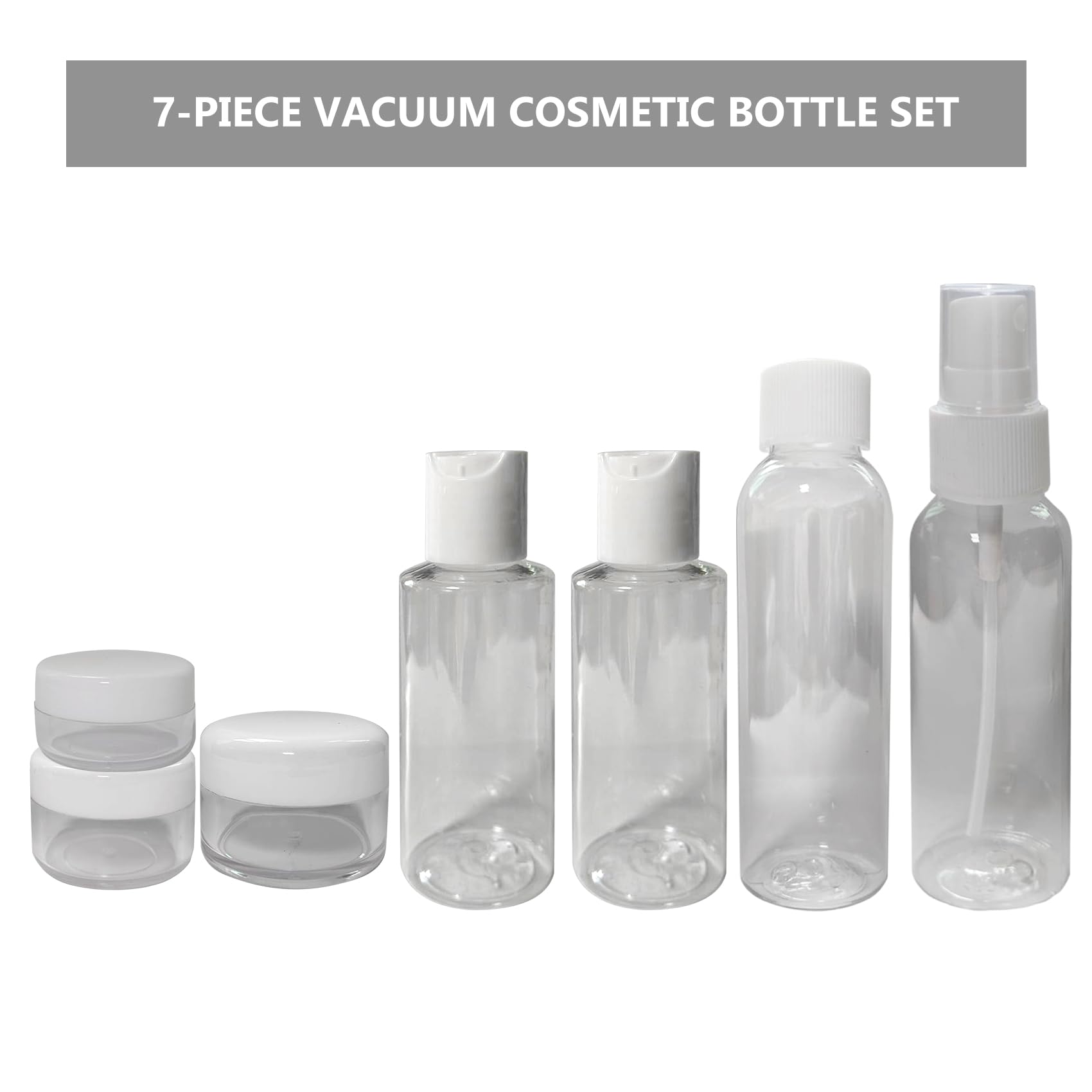 Soft 'N Style Empty Travel Size Bottles Set Plastic Travel Size Empty Bottles, Set Of 7 Refillable Cosmetic Container Toiletry B