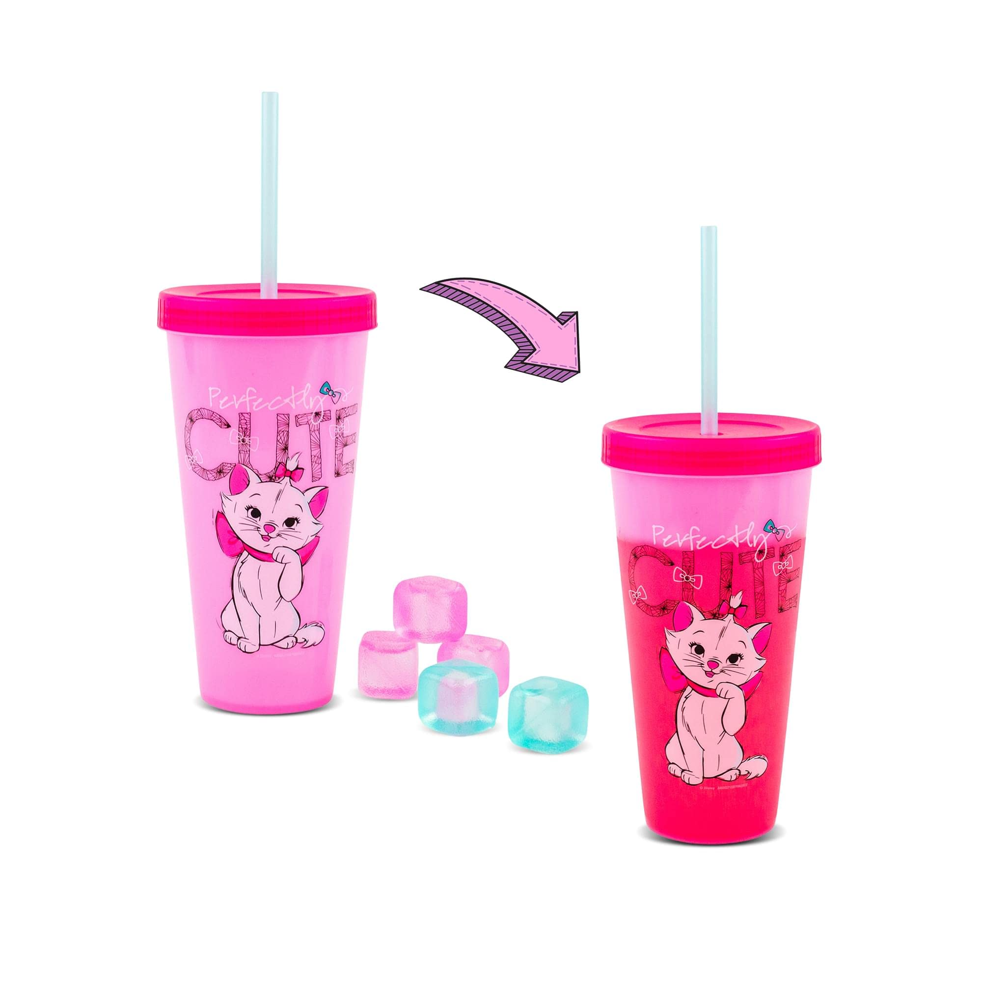 Disney The Aristocats Marie Color-Changing Plastic Tumbler  Holds 24 Ounces