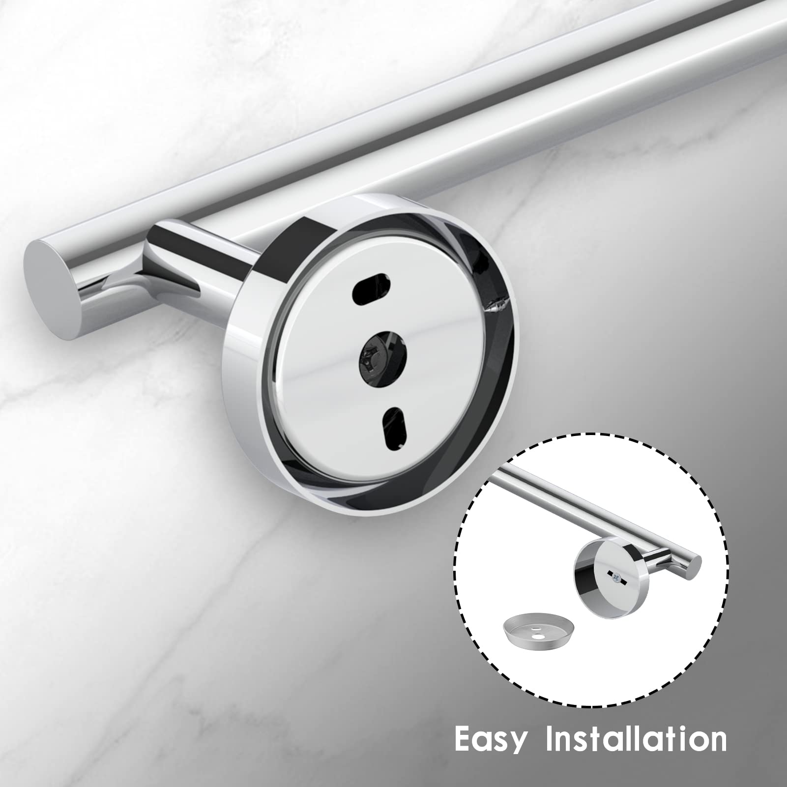 Newfun 16 Inch Polished Chrome Bathroom Towel Bar, 2-Piece Towel Racks For Bathroom Sus304 Thicken Stainless Steel Towel Holder