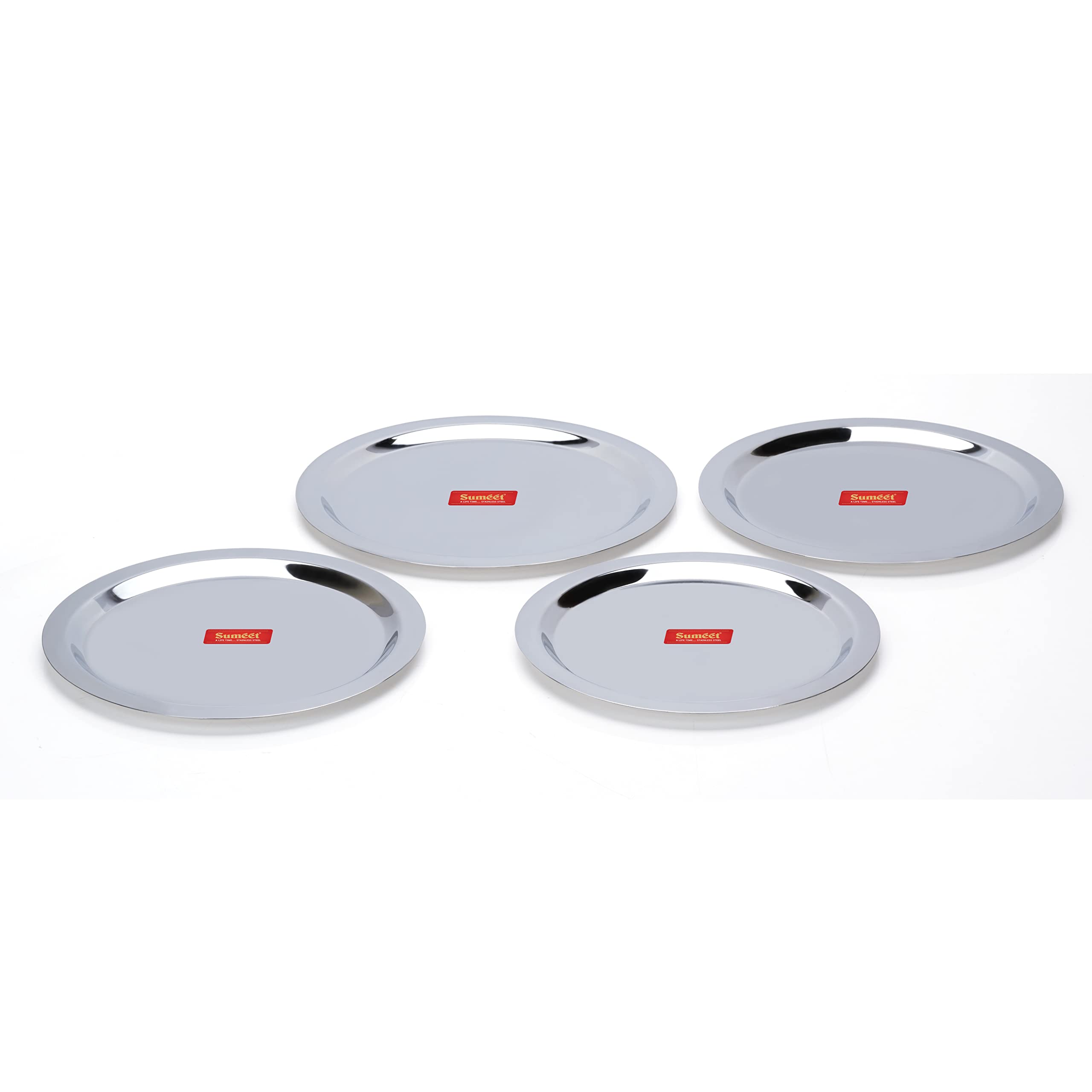Sumeet Stainless Steel Heavy Gauge Ciba Lids Tope Cheeba Cover Set of 4 Pcs (Big Size 24.2cm  26.2cm  27.5cm  28.7cm)