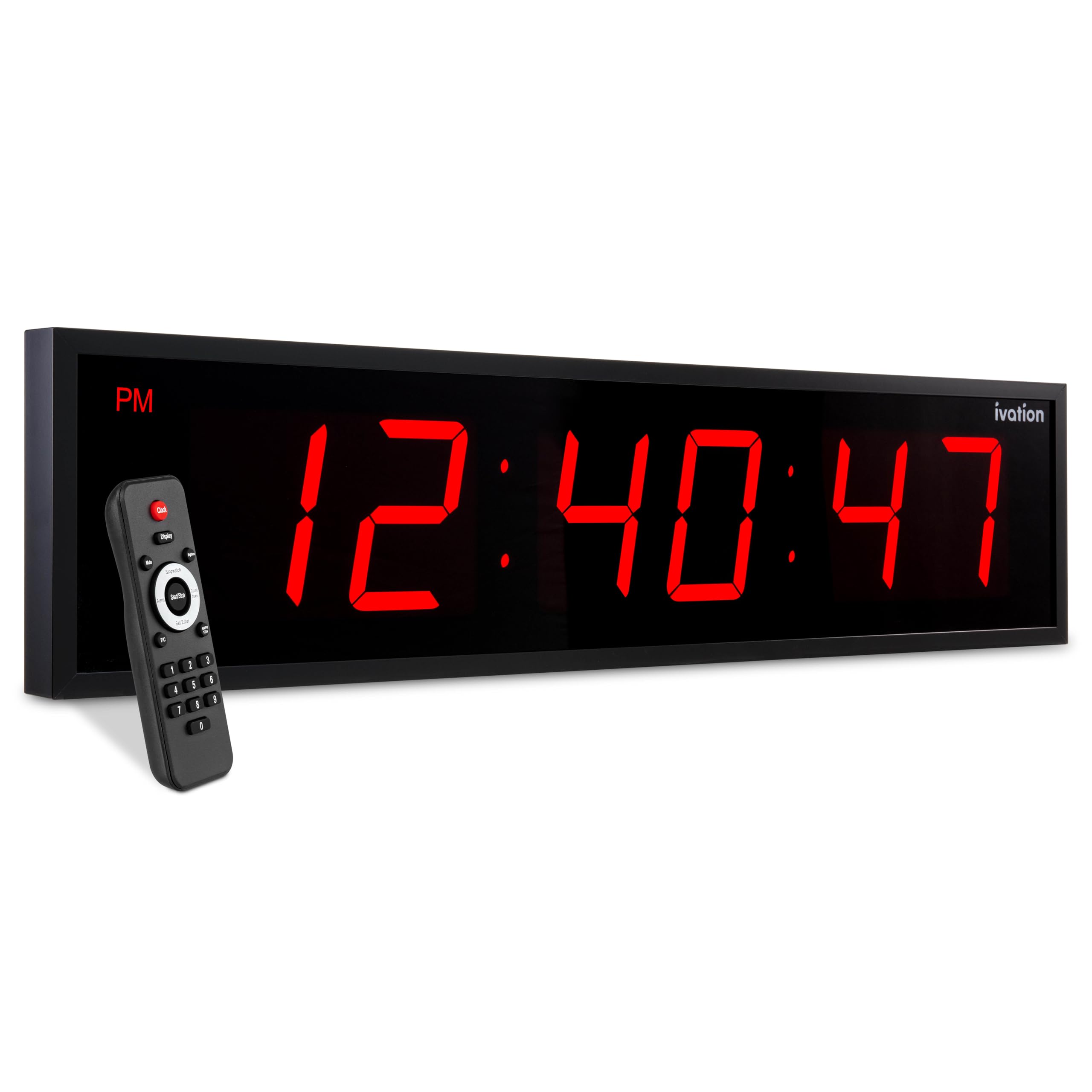 Ivation Huge 48 Inch Large Big Oversized Digital Led Clock With Stopwatch, Alarms, Countdown Timer & Temp - Shelf Or Wall Mount 