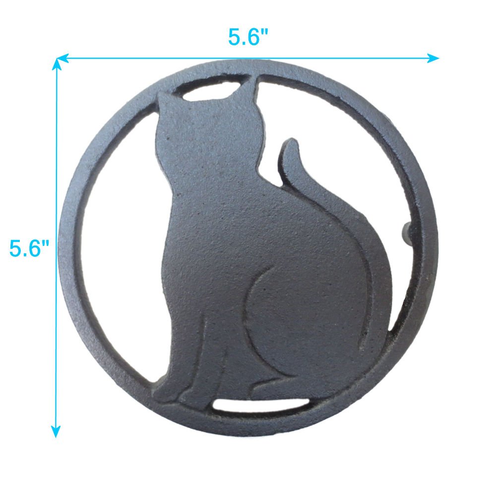 Black Cat Metal Trivet With Feet For Kitchen Or Dining Table - Cast Iron - 5.6-Inches Across - More Than One Makes A Set For Cou