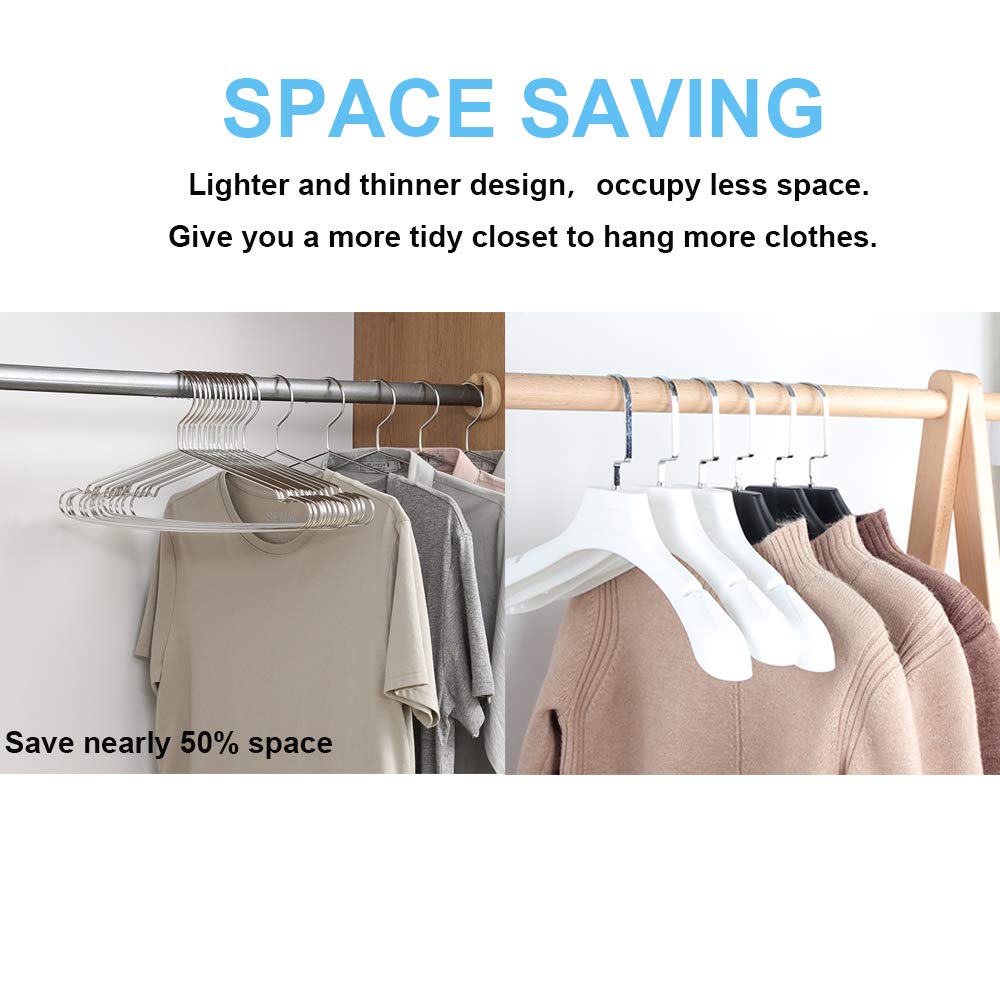 Coat Hangers 40 Pack Clothes Hangers  Seropy Metal Hangers Heavy Duty Wire Hangers with Non Slip Notch  Ultra Thin Stainless Steel Hangers Space Saving Clothing Hanger 16.5 Inch