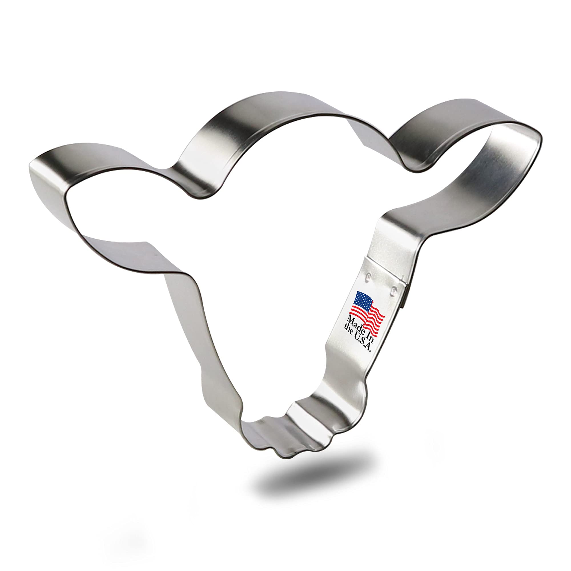 Steer Head Cookie Cutter - Made In The Usa - Foose Cookie Cutters Tin Plated Steel - Steer Head Cookie Mold (5.25 Inch)