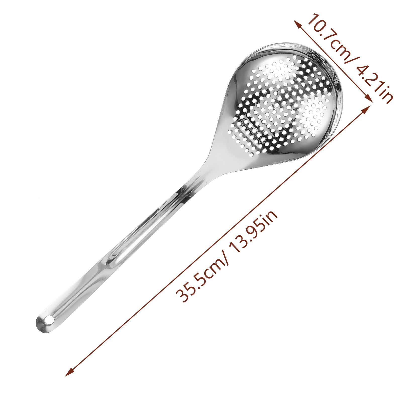 Slotted Spoons For Cooking - Stainless Steel Skimmer Spoon With Handle And Hanging Holes - Fine Mesh Strainer Spoon Spider Strai