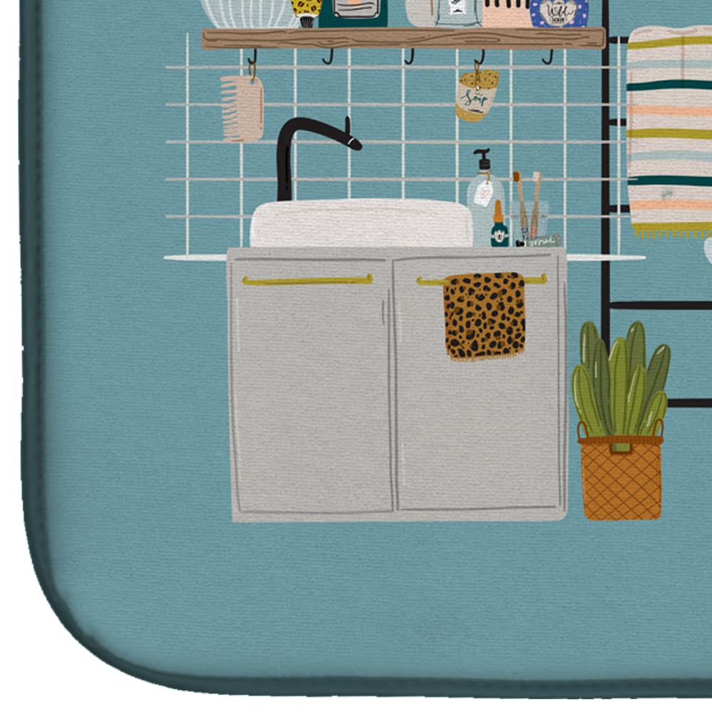 Cream Pug in Bathtub Dish Drying Mat CK7426DDM