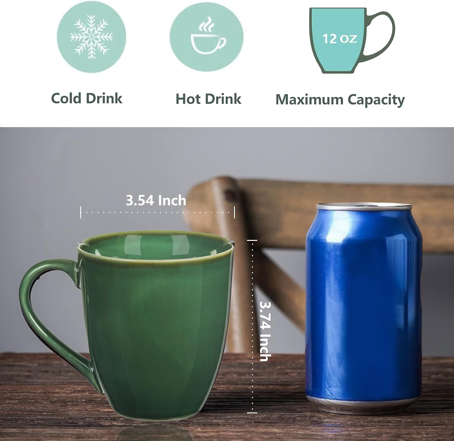 Vicrays Coffee Mug Set, 12 Ounce, Set Of 4, Ceramic Mug For Men, Women, Unique Glazed Mugs With Handle For Coffee, Tea, Milk, Co