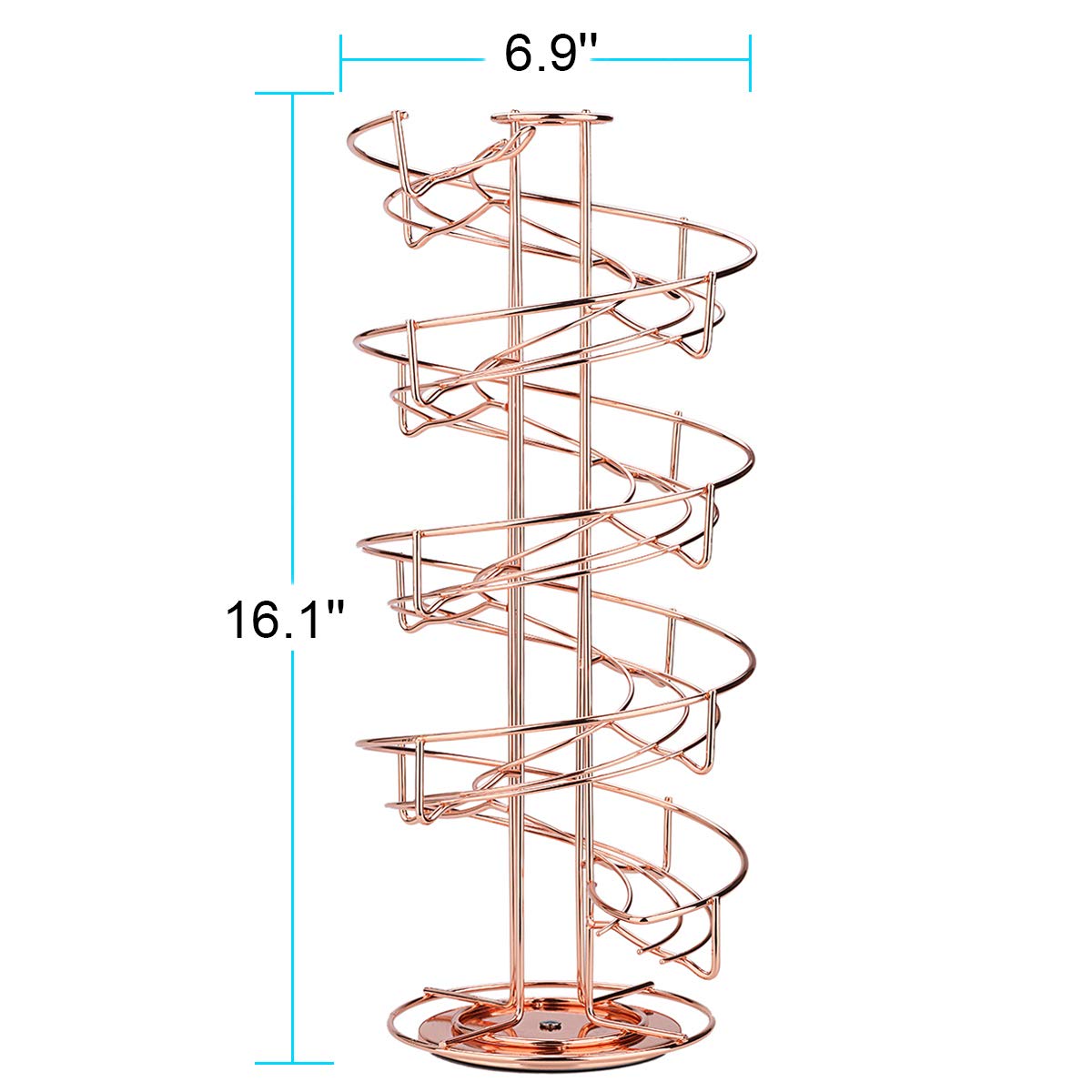 Toplife Spiral Design Metal Egg Skelter Dispenser Rack, Storage Display Rack, Rose Gold