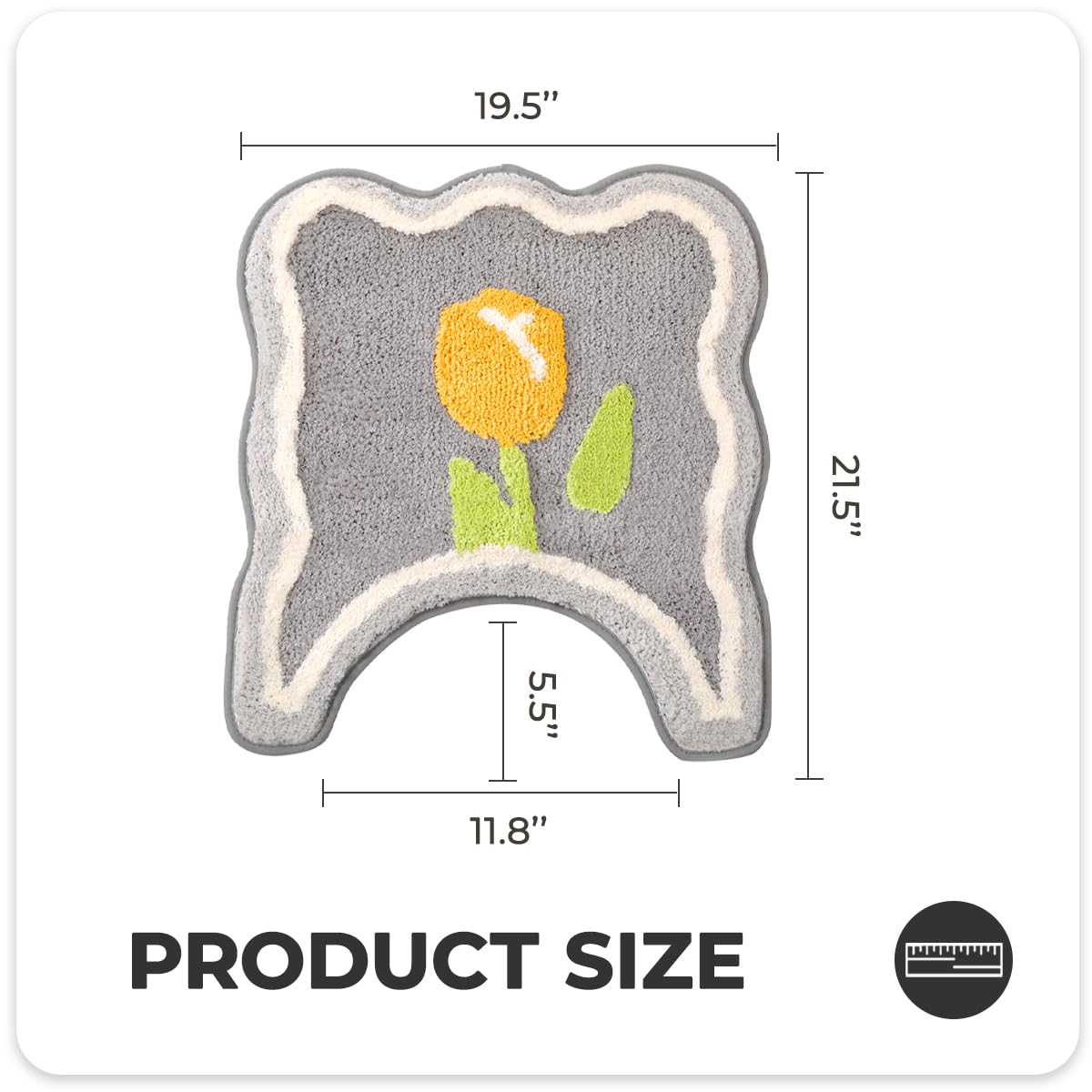 Tyrafry Toilet Bath Rug, U-Shaped Non-Slip Toilet Rug, Flower Rug For Bathroom Floor Soft Plush Microfiber Mat Super Absorbent W