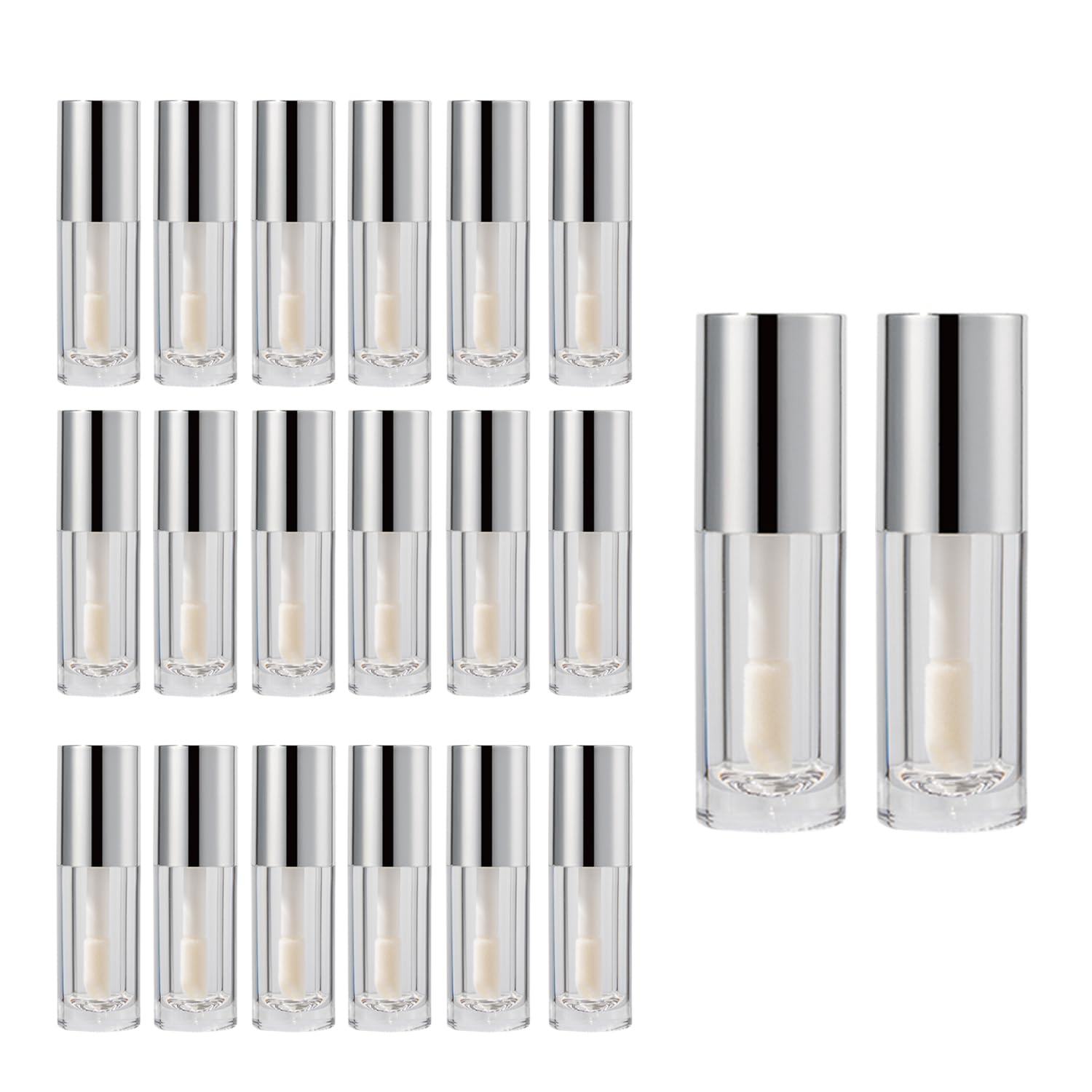 ROHIJALE 20Packs Plastic Lip Gloss Tubes 1.2ml Clear Lip Gloss Containers Refillable Empty Lip Balm Gloss Tubes with Rubber Inse