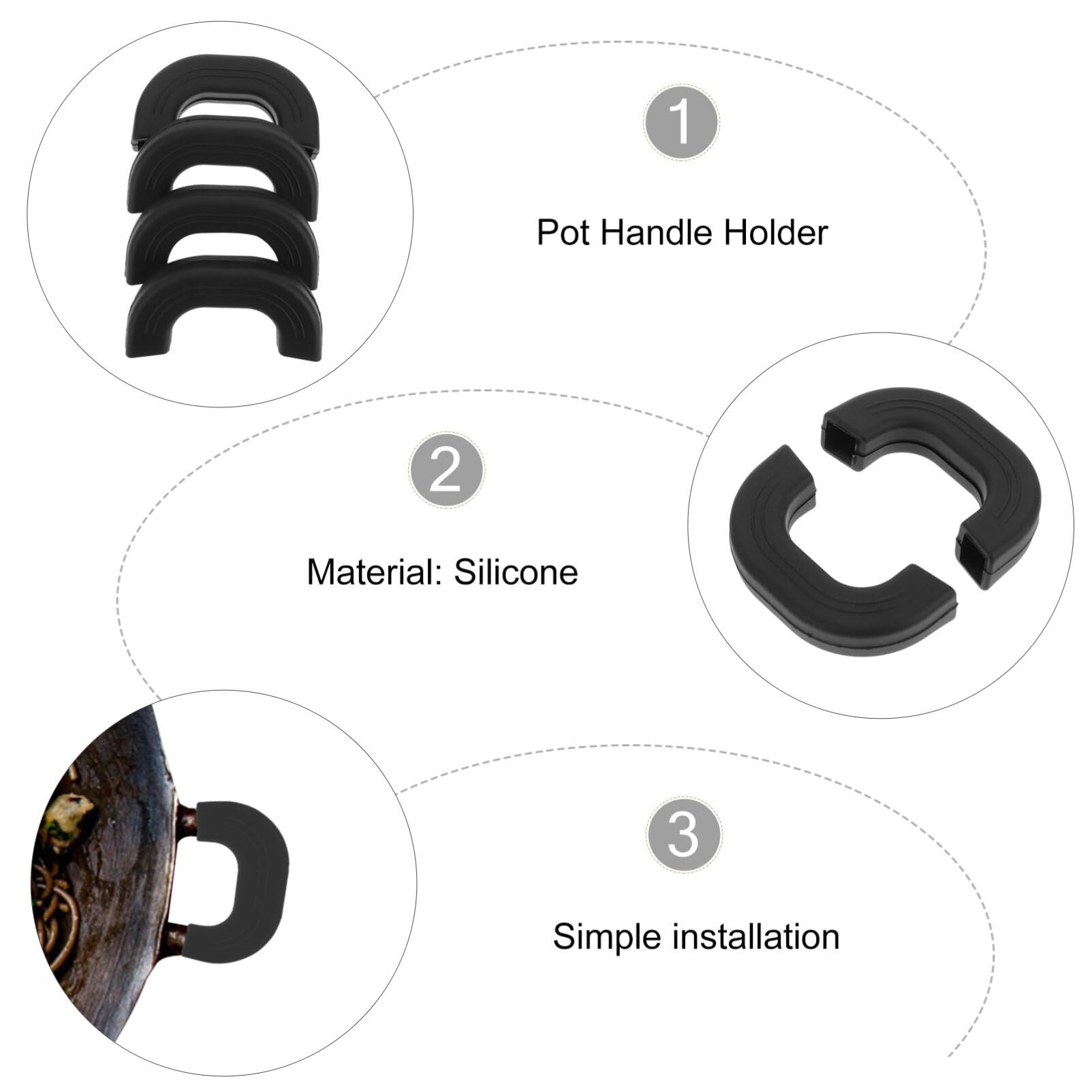 4Pcs Silicone - Scald Hot Handle Protectors Silicone Pot Holder Sleeve Cast Iron Skillet Handle Covers For Pans Skillets