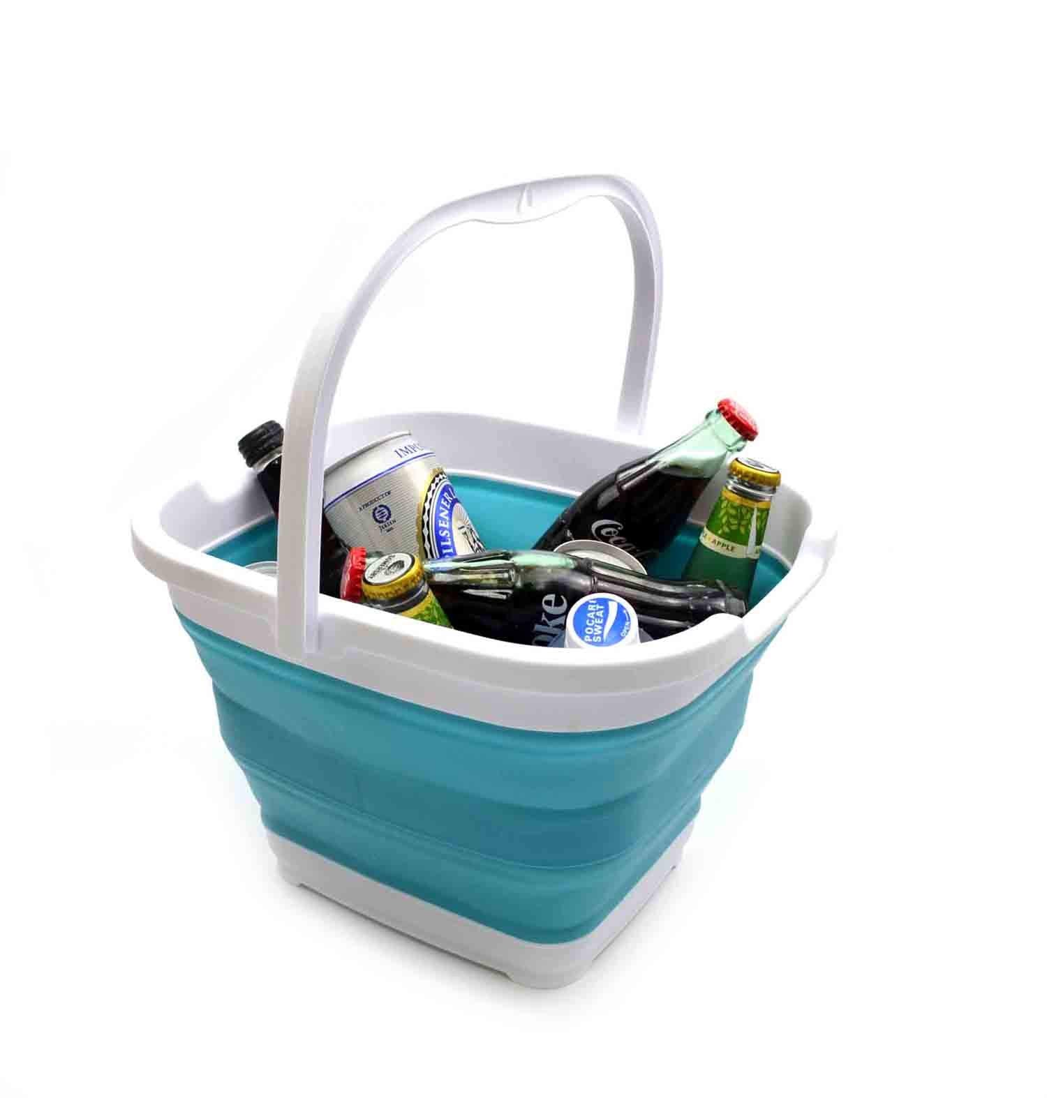 Sammart 10L (2.64 Gallon) Collapsible Rectangular Handy Basket/Bucket (Bright Blue, 1)