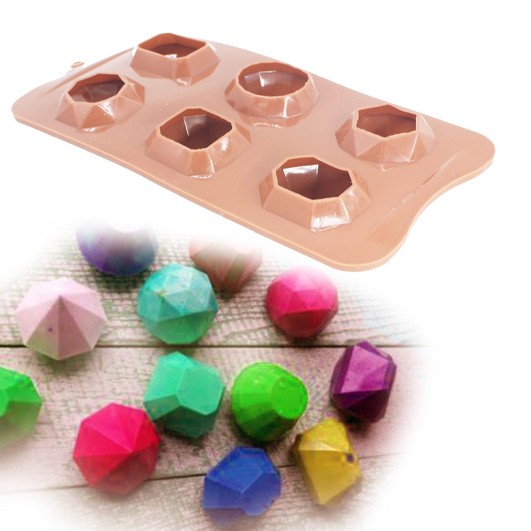 X-Haibei 3D Gem Cool Ice Cube Chocolate Soap Plaster Crayon Mold Silicone Party Maker Dia. 1inch, 1oz per cell