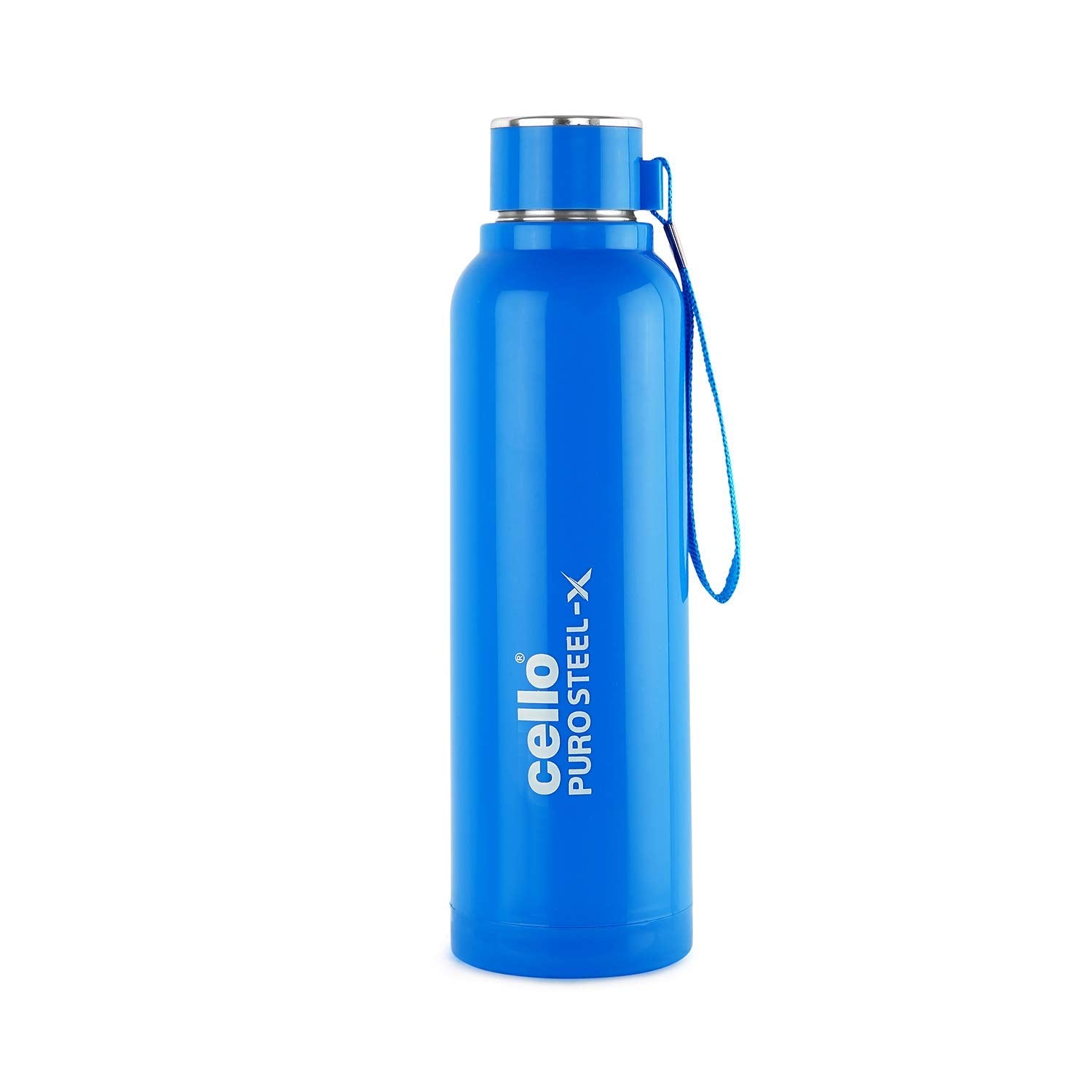 Cello Puro Steel-X Benz Stainless Steel Water Bottle with Inner Steel and Outer Plastic , 730ml, Blue