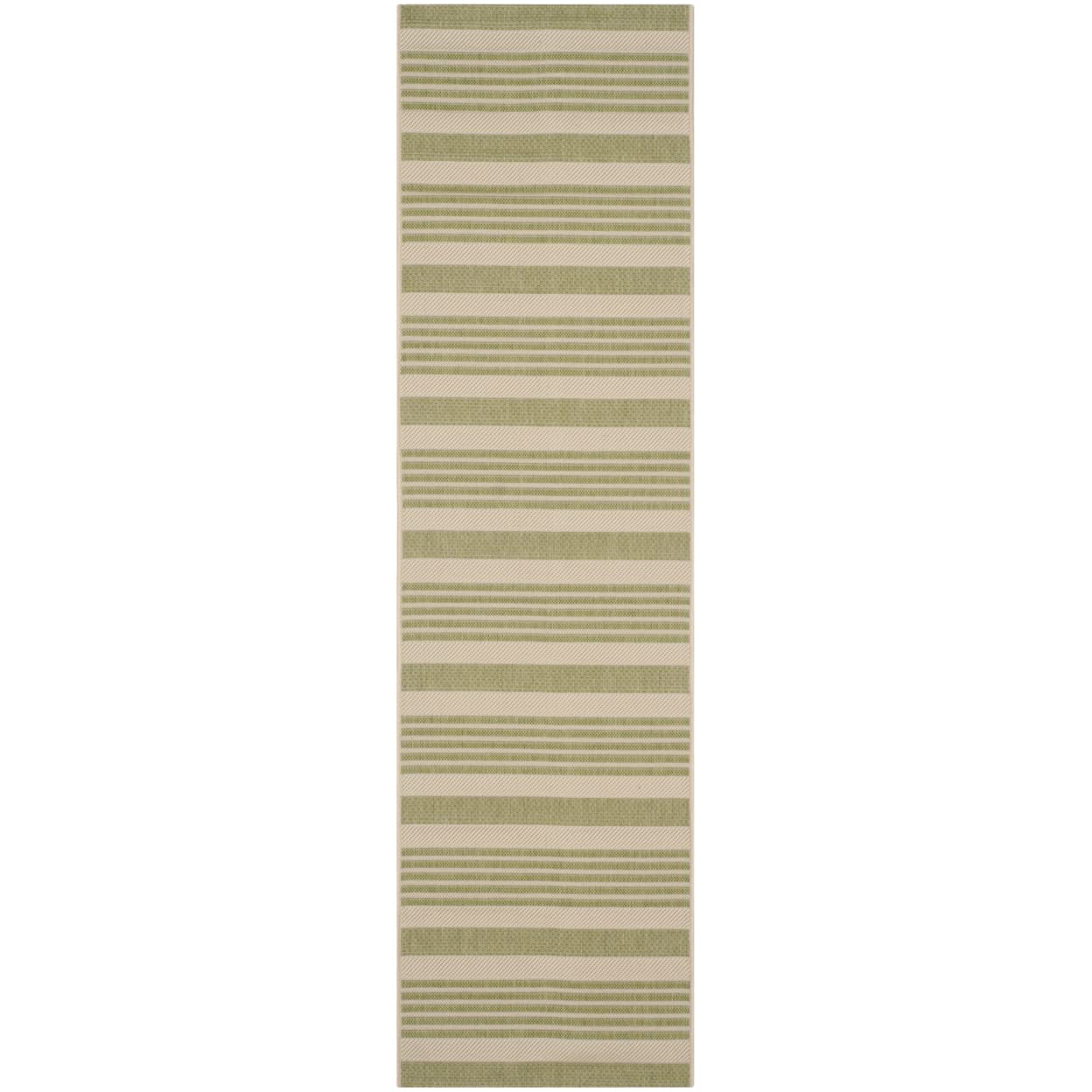 SAFAVIEH Courtyard Collection 23 x 12 Beige/Sweet Pea CY6062 Stripe Indoor/ Outdoor Patio Backyard Mudroom Runner Rug