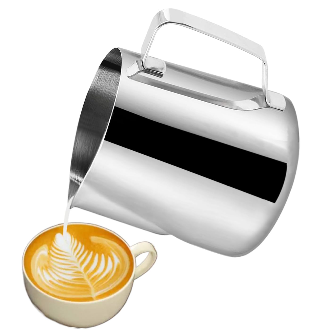 Ceuta Milk Frothing Pitcher 340Ml (12Oz) Steaming Pitchers Stainless Steel Milk/Coffee/Cappuccino/Latte Art Steam Milk Jug Cup 3