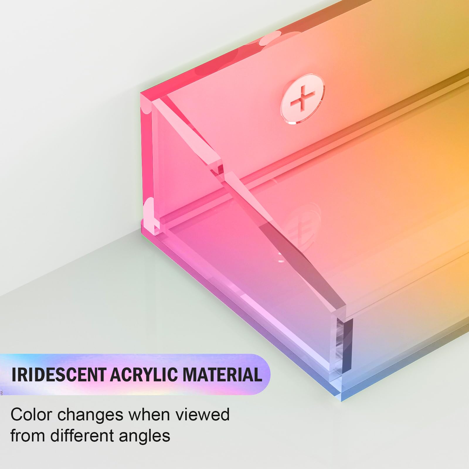 Bakzon 2 Pack Acrylic Shelves For Wall Storage, 15'' Floating Shelves, Kids Bookshelf, Nail Polish Holder, Perfume Display Shelf