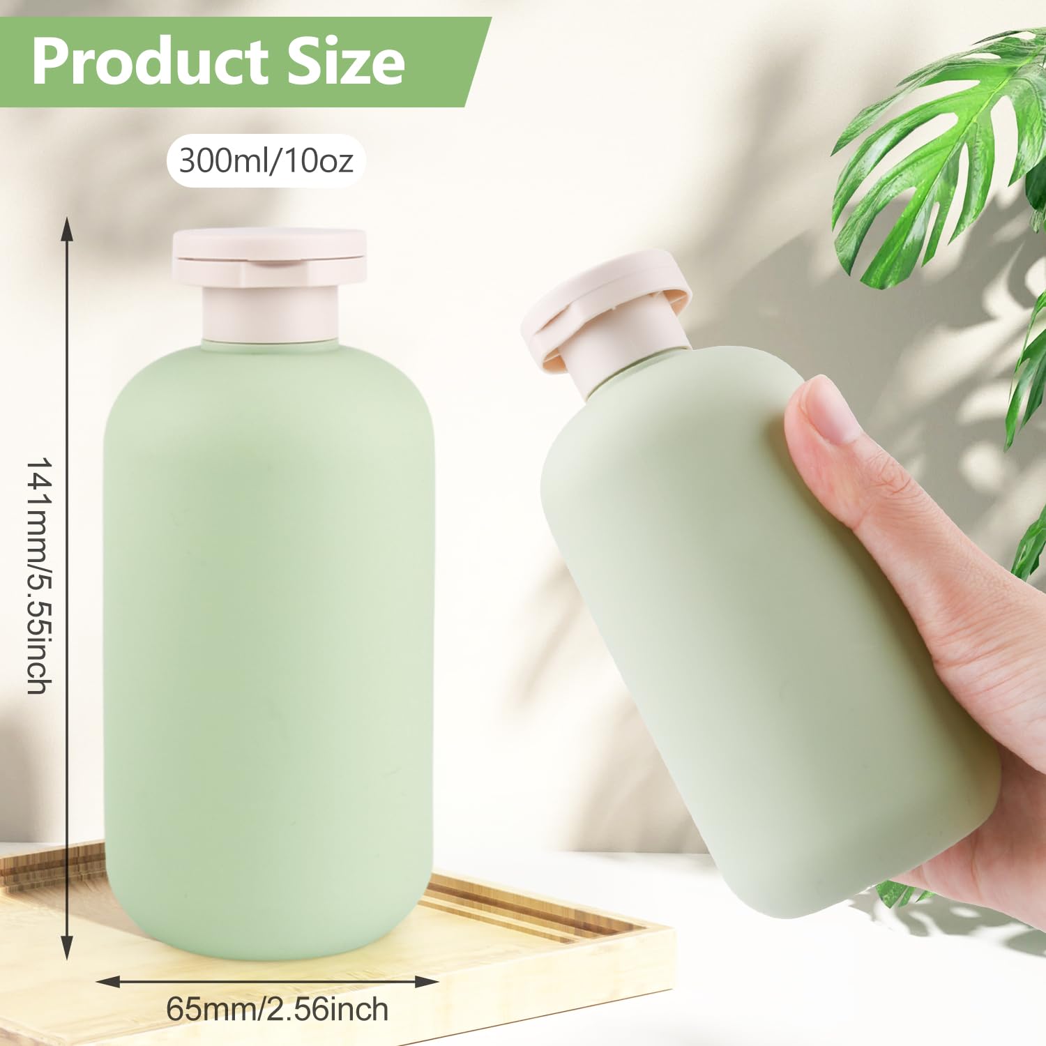 5 Pcs 300Ml/10Oz Squeeze Bottles Plastic Travel Lotion Bottles Refillable Containers With Flip Cap For Toiletries Creams Lotion