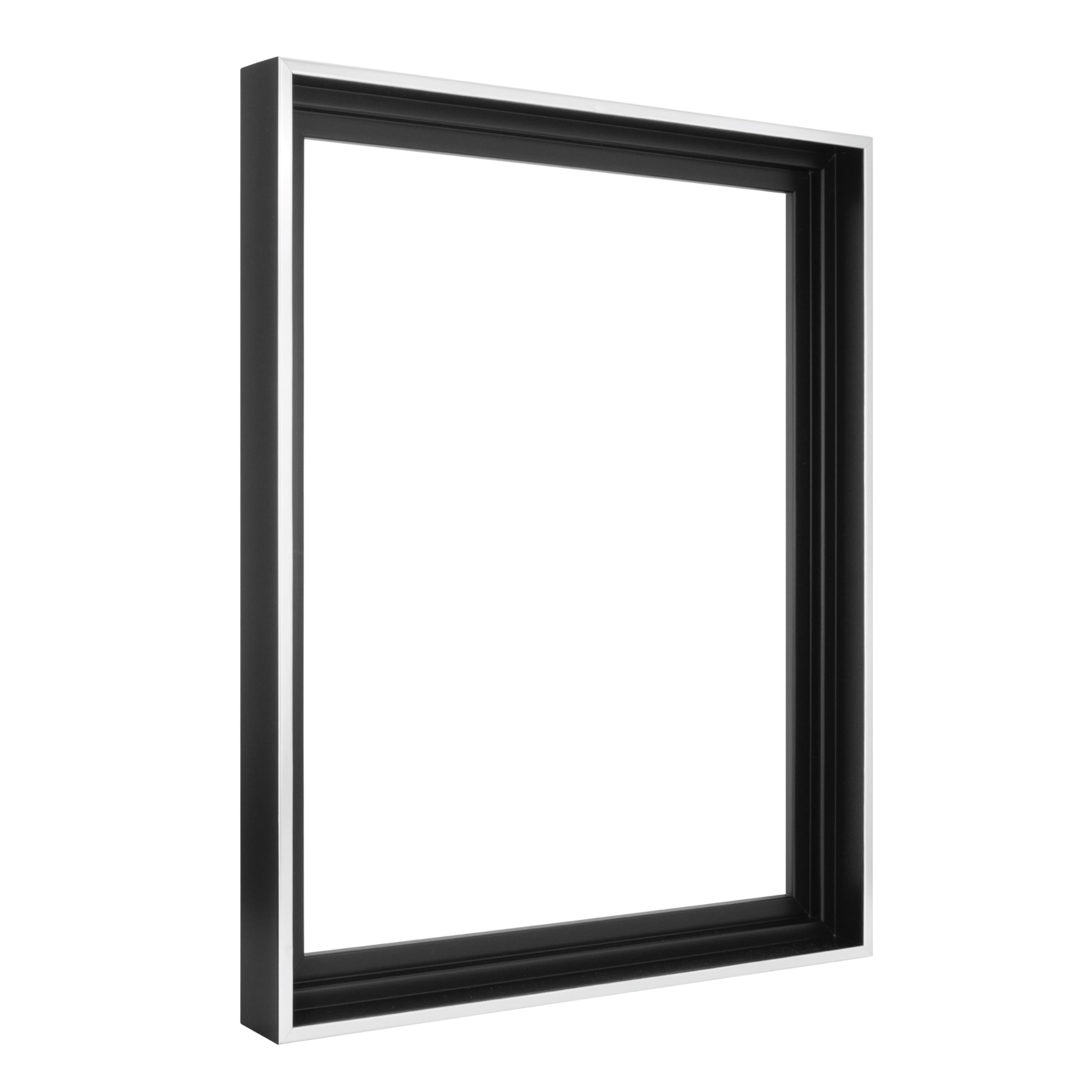 MCS Canvas Float Frames 16x20 Frame, Black & Silver Frame for Finished Canvases, Vertical & Horizontal Wall Hanging Large Frame 