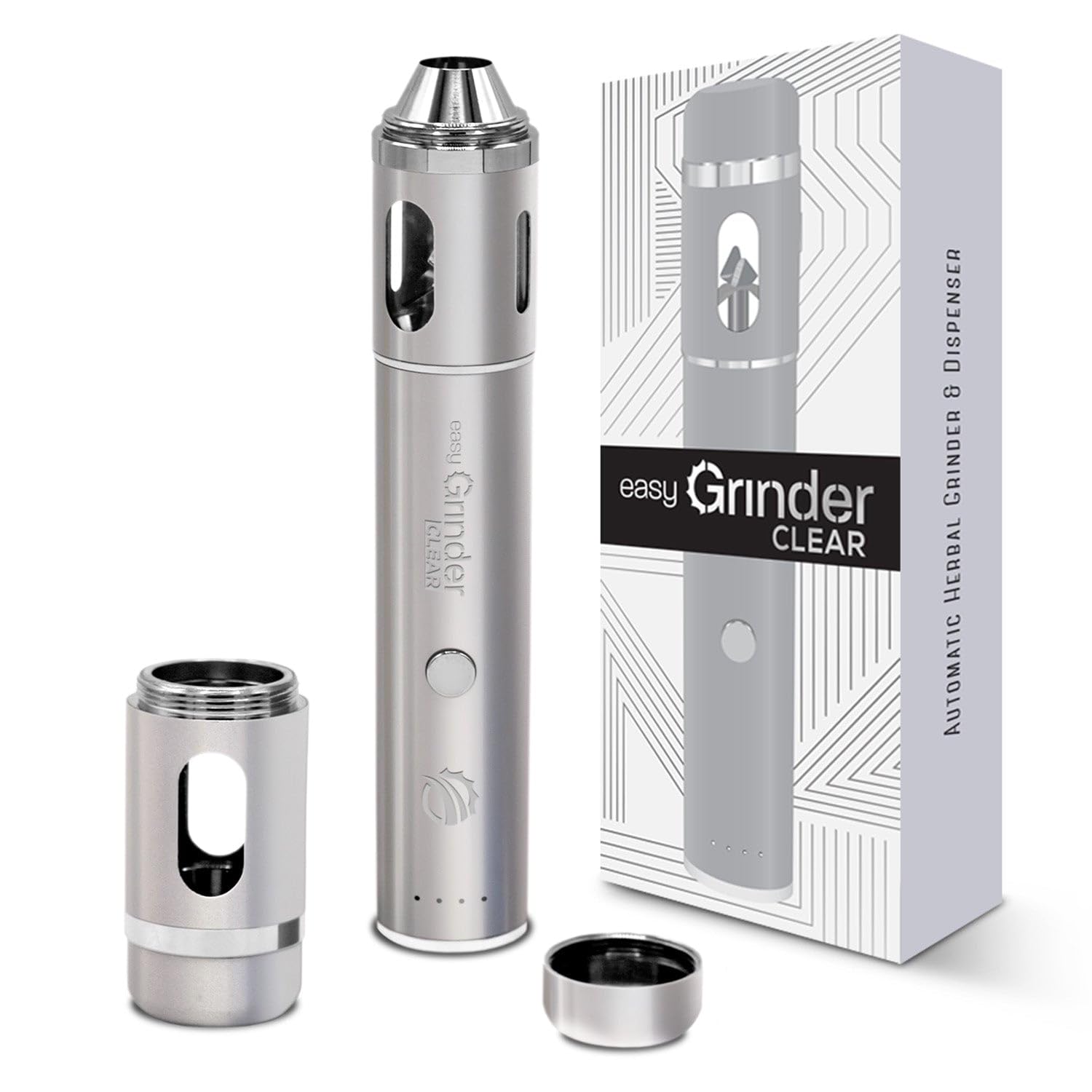 Easy Grinder Clear Glass Silver Electric Herb Coffee Grinder Pollen Catcher Stainless Steel Blades