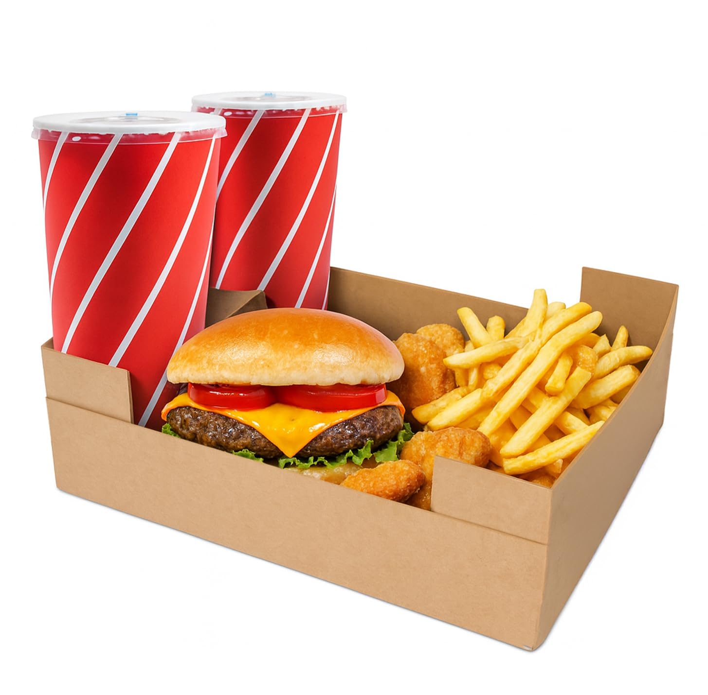 MeyerPak Food Service Recycled Super Sturdy Kraft Cardboard Trays, Earth-Friendly Disposable Brown Food Tray, Versatile Food Pac