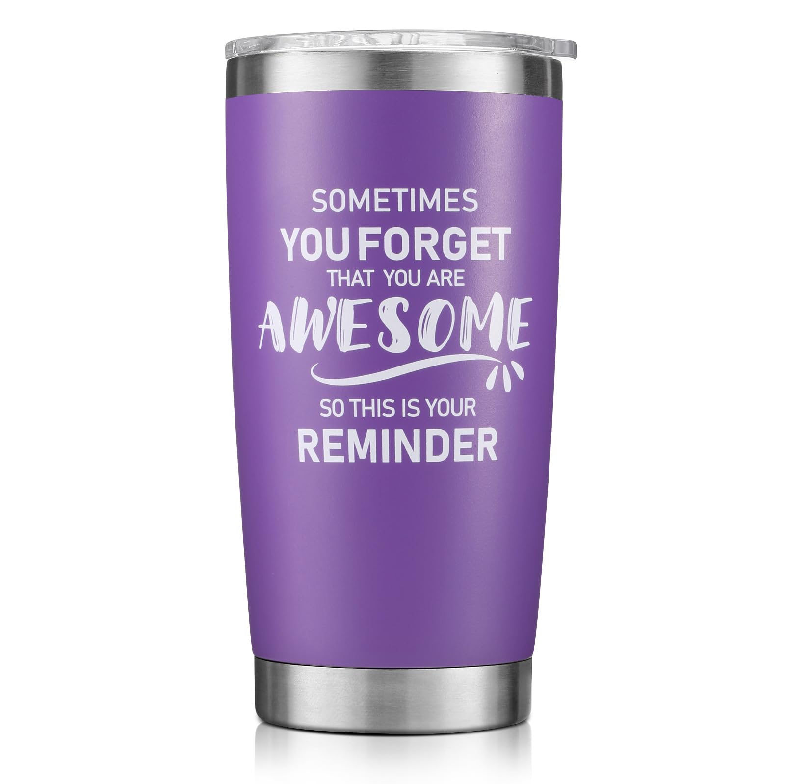 NOWWISH Inspirational 20oz Purple Tumbler, Sometimes You Forget You re Awesome Stocking Stuffer for Women, Unique Christmas Bir