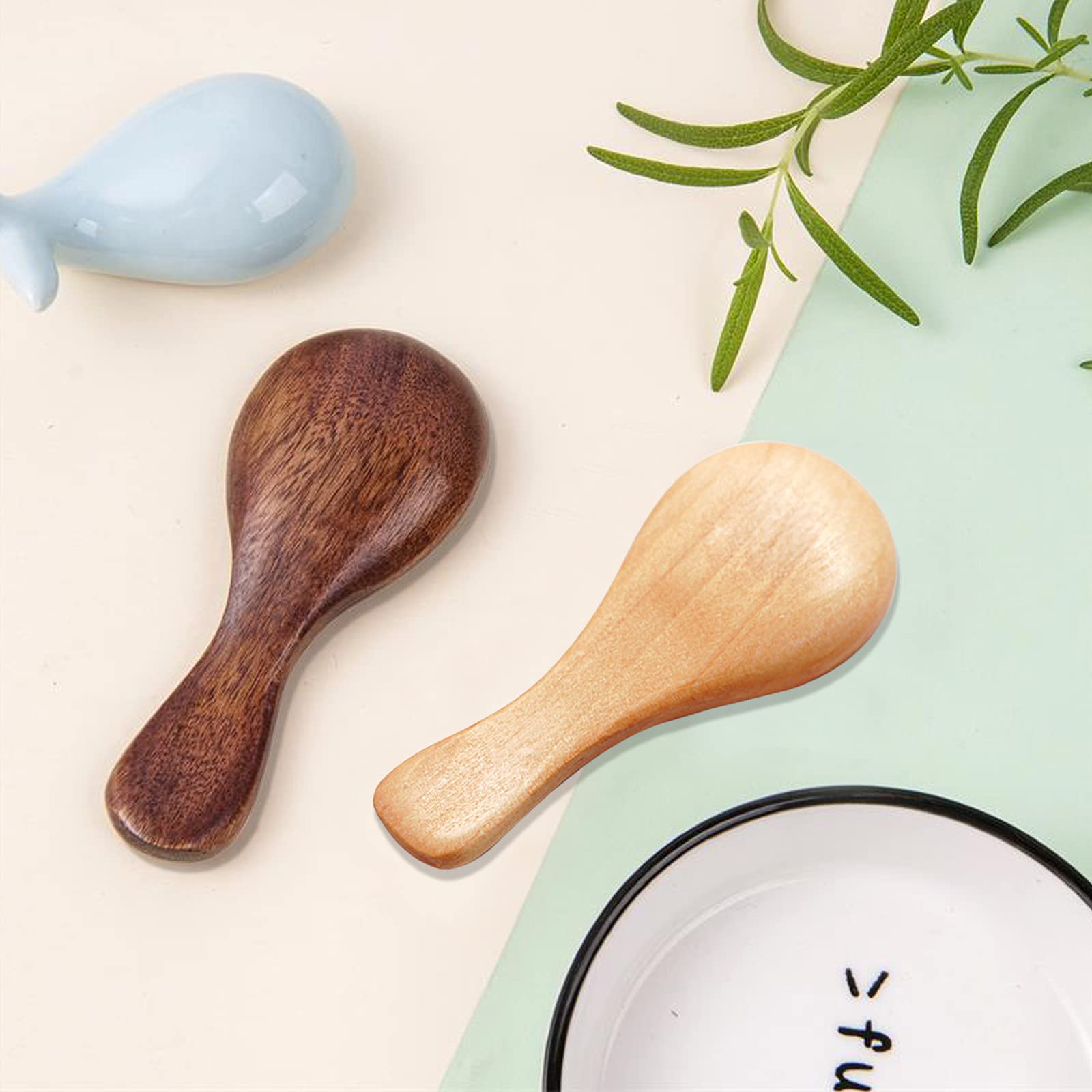 12 Pieces Small Wooden Spoon, Sourceton 3.35 Inches Salt Spoon Honey Coffee Tea Sugar Salt Jam Mustard Ice Cream Milk Powder Spo