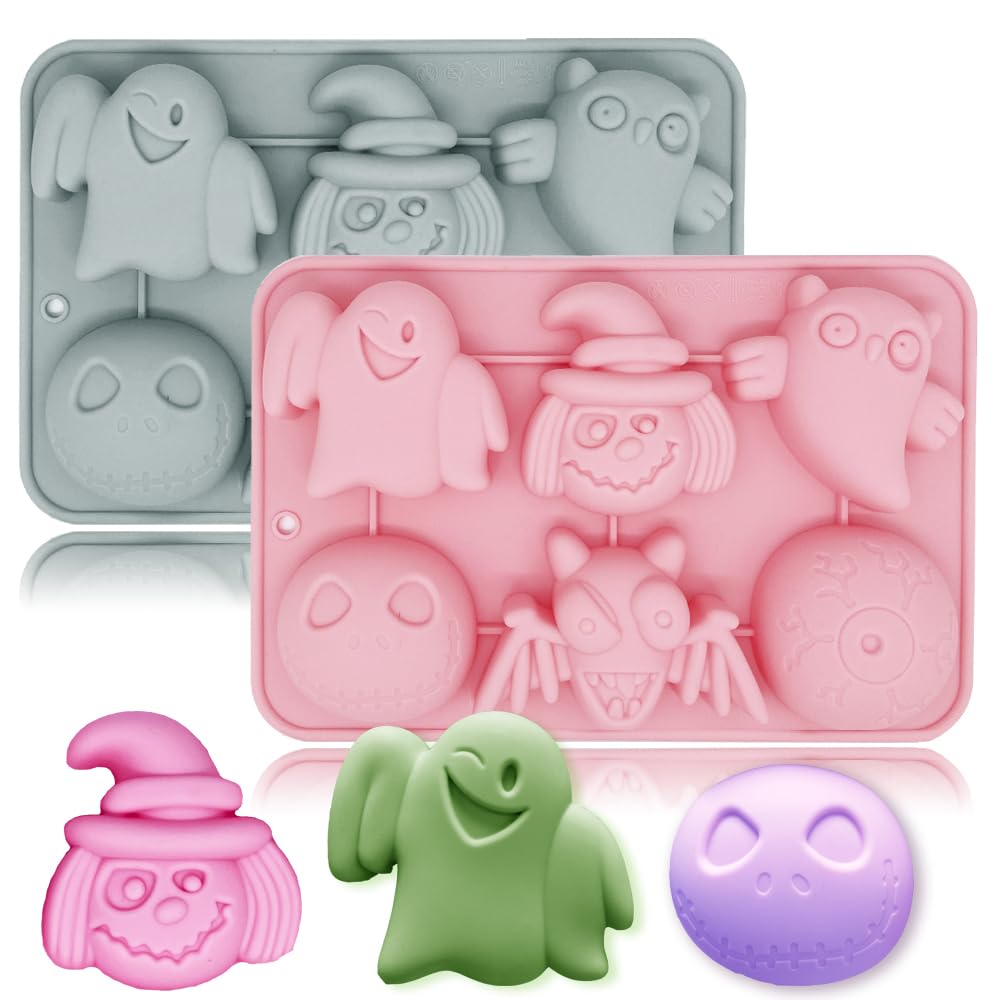 Cartoon Spooky Silicone Molds, 2 Pack Halloween Themed Elf Molds For Aromatherapy Candles Chocolate Pudding Dessert Jelly Handma