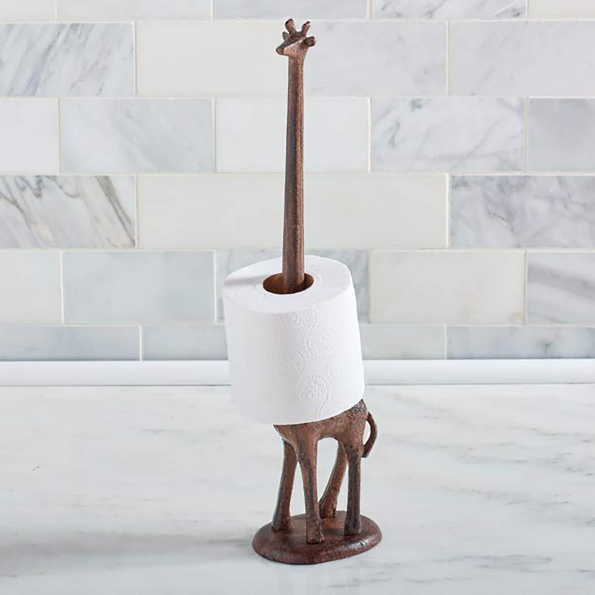 47Th & Main Cast Iron Paper Towel Holder, 17-Inches Tall, Giraffe