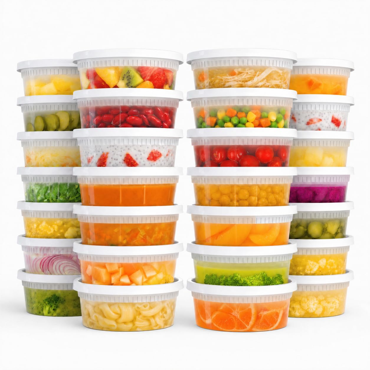 100 PACK (200 SETS) of 8 oz. Plastic Food Containers with Lids | Airtight, Microwave, Dishwasher, & Freezer Safe | Meal Prep, Di