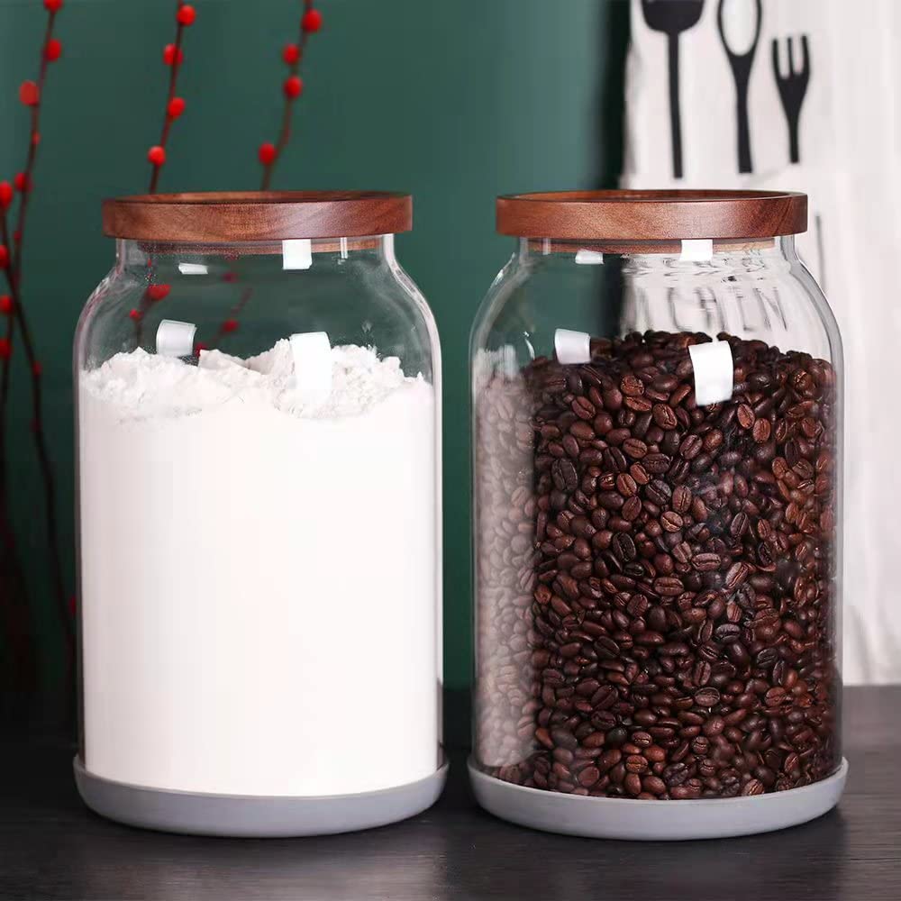 Saiool 1 Gallon Glass Jar With Wooden Acacia Airtight Lid,Large Glass ...