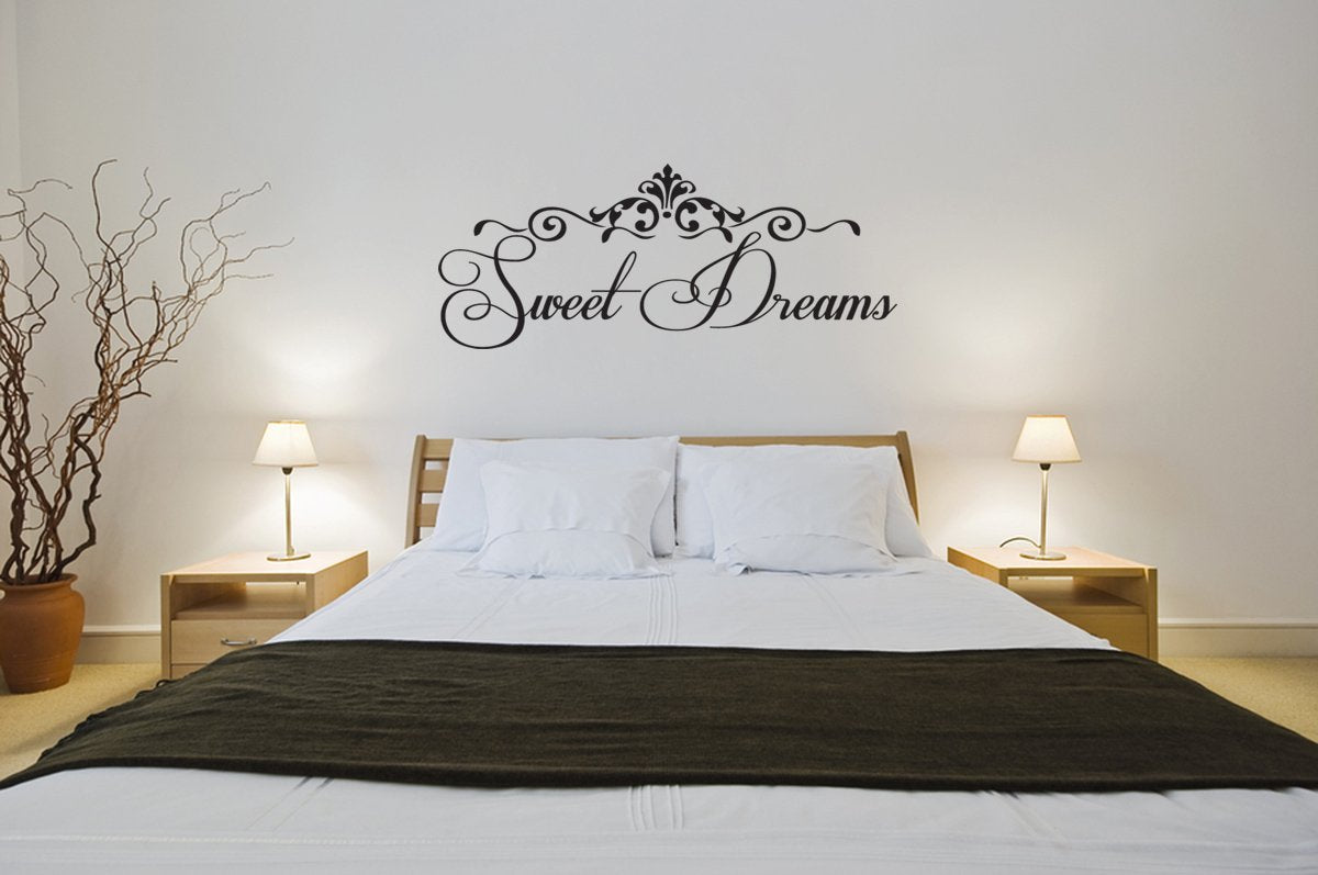 Sweet Dreams Vinyl Wall Quote Decal | 28'' X 13'' Bedroom, Nursery, Or Living Room Wall Sticker | Inspirational Home D  Cor