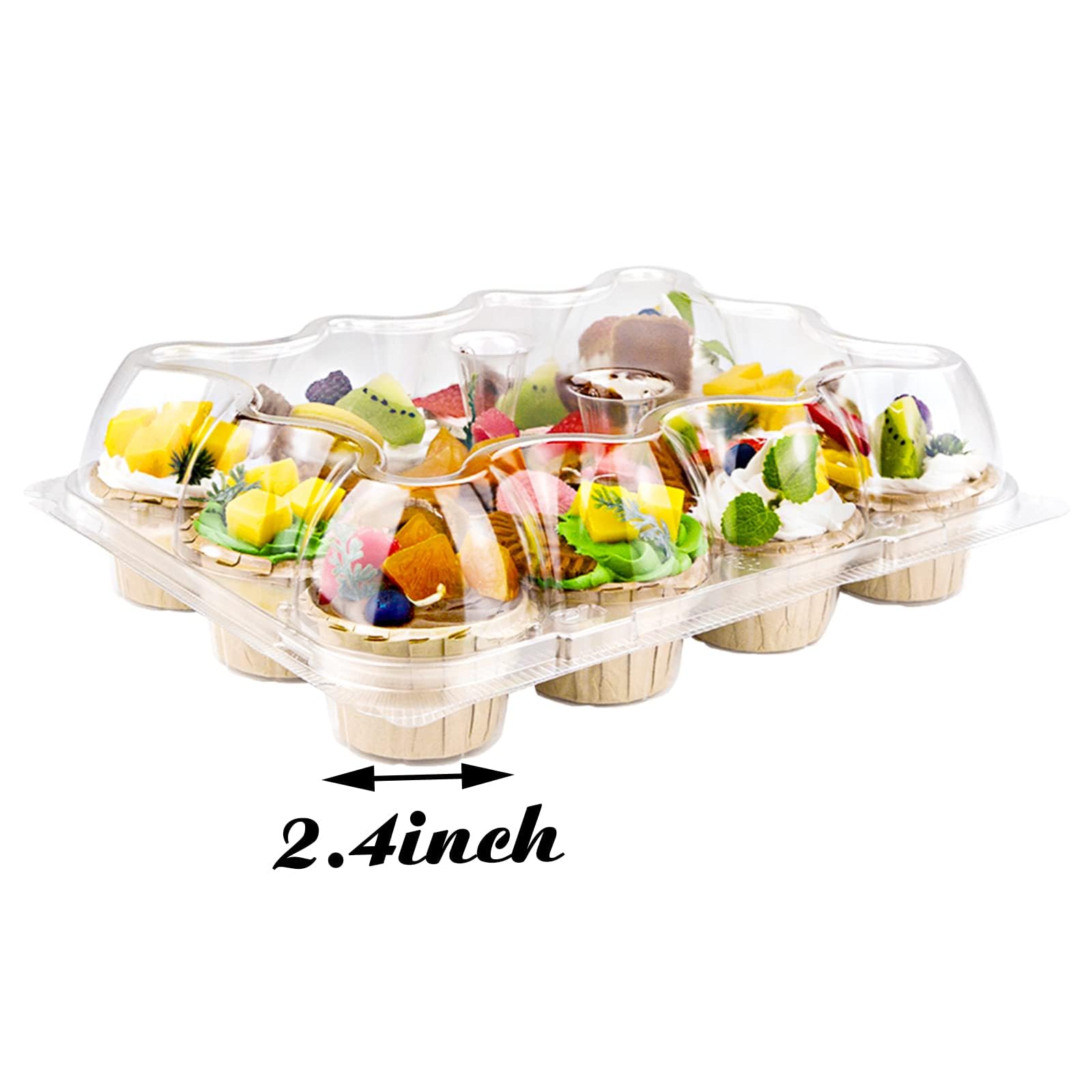 Twowyhi 12 Counts X 15 Sets Cupcake Containers 12 Count Cupcake Boxes Plastic Cupcakes Carrier Holders For Clear Plastic Disposa