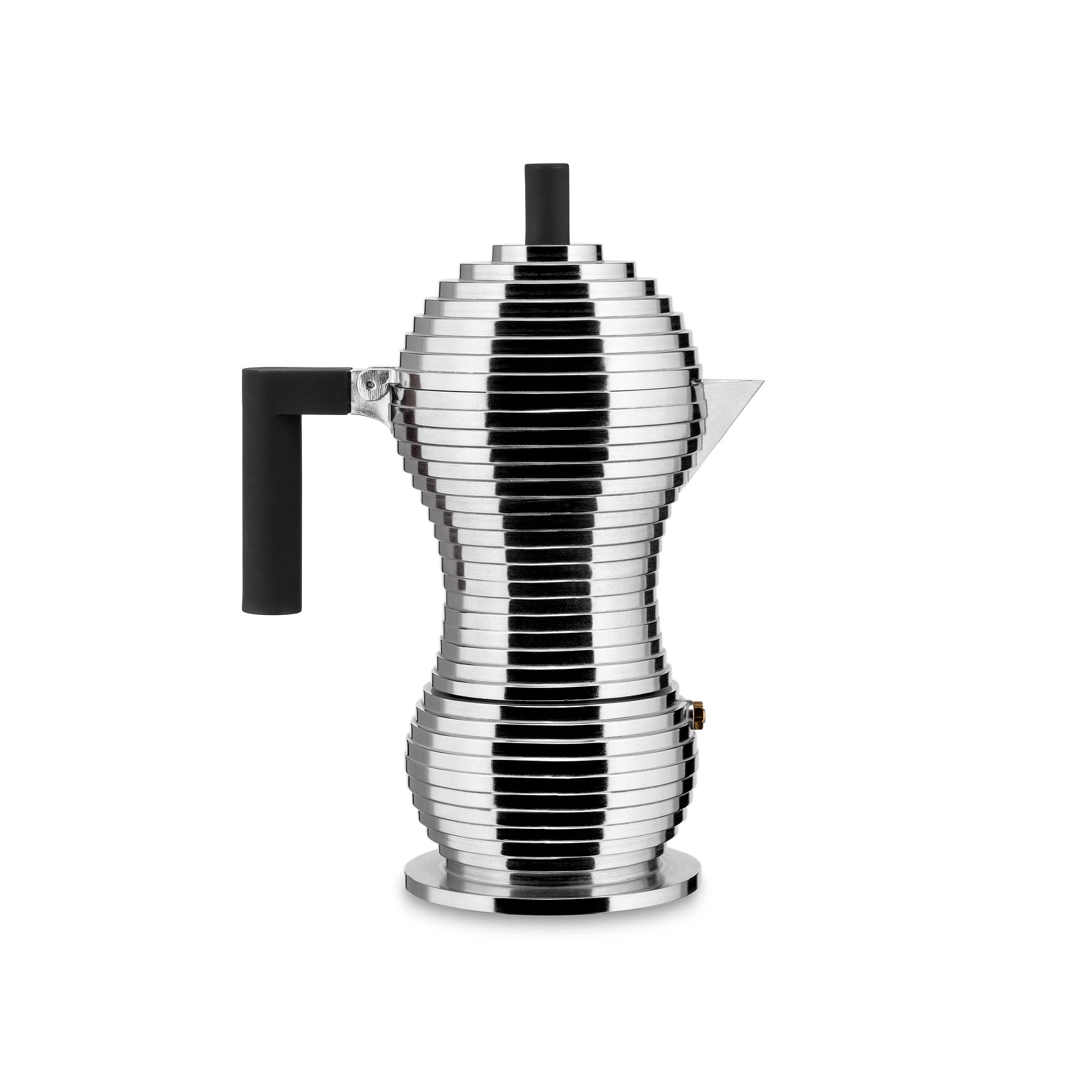 Alessi MDL02/6 B Pulcina Stove Top Espresso 6 Cup Coffee Maker in Aluminum Casting Handle And Knob in Pa, Black