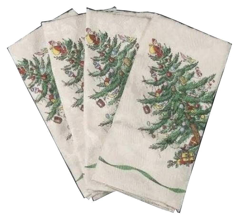 Spode Christmas Tree-Green Trim Set Of 4 20'' Cloth Napkin, Fine China Dinnerware