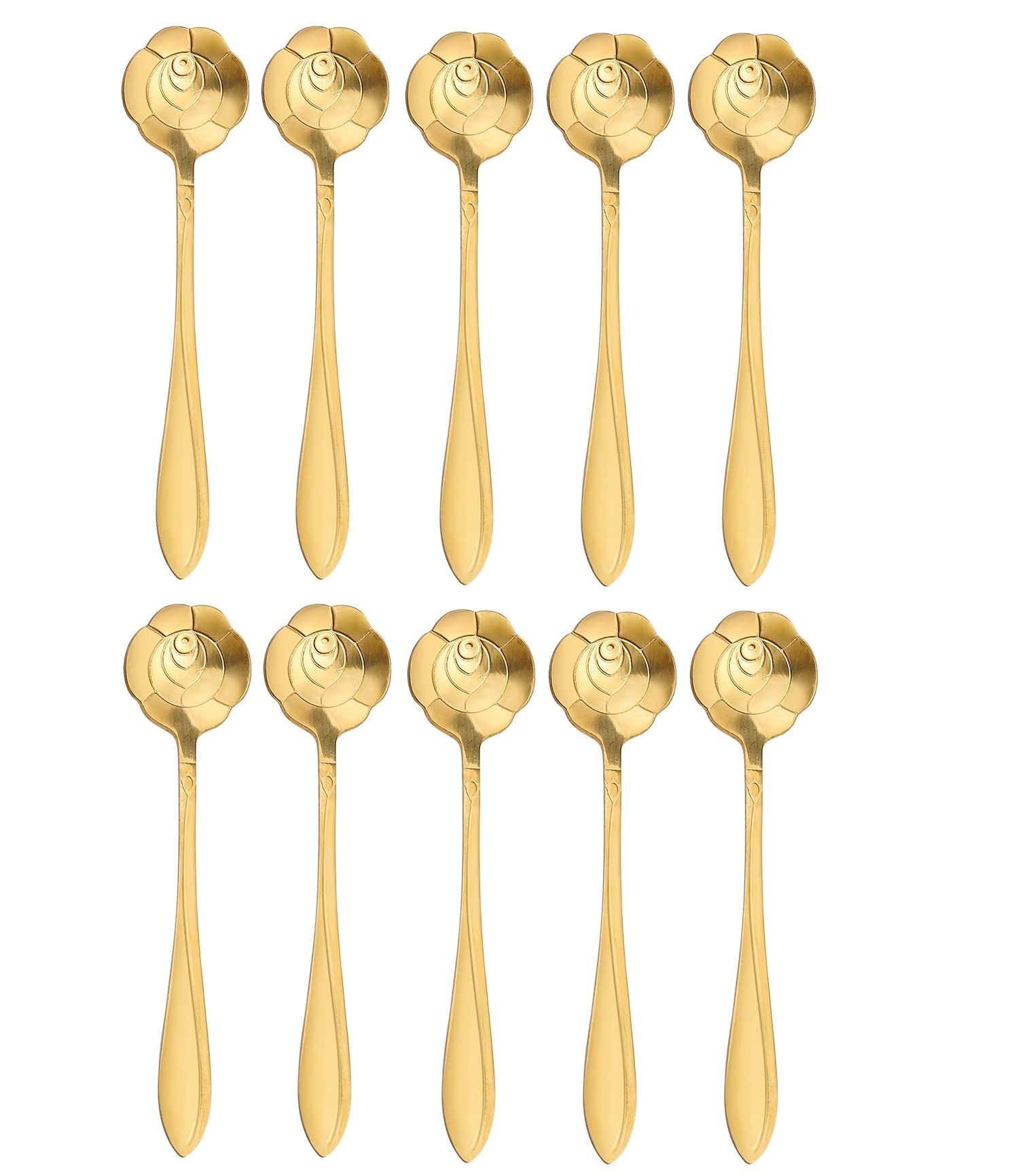 20 Pieces Stainless Steel Rose Flower Coffee Spoon Dessert Spoon Sugar Spoon Ice Cream Spoon Stirring Spoon Tea Spoon Milkshake