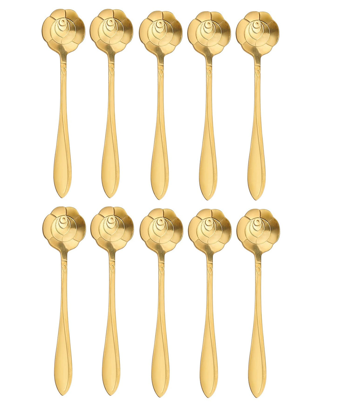 20 Pieces Stainless Steel Rose Flower Coffee Spoon Dessert Spoon Sugar Spoon Ice Cream Spoon Stirring Spoon Tea Spoon Milkshake