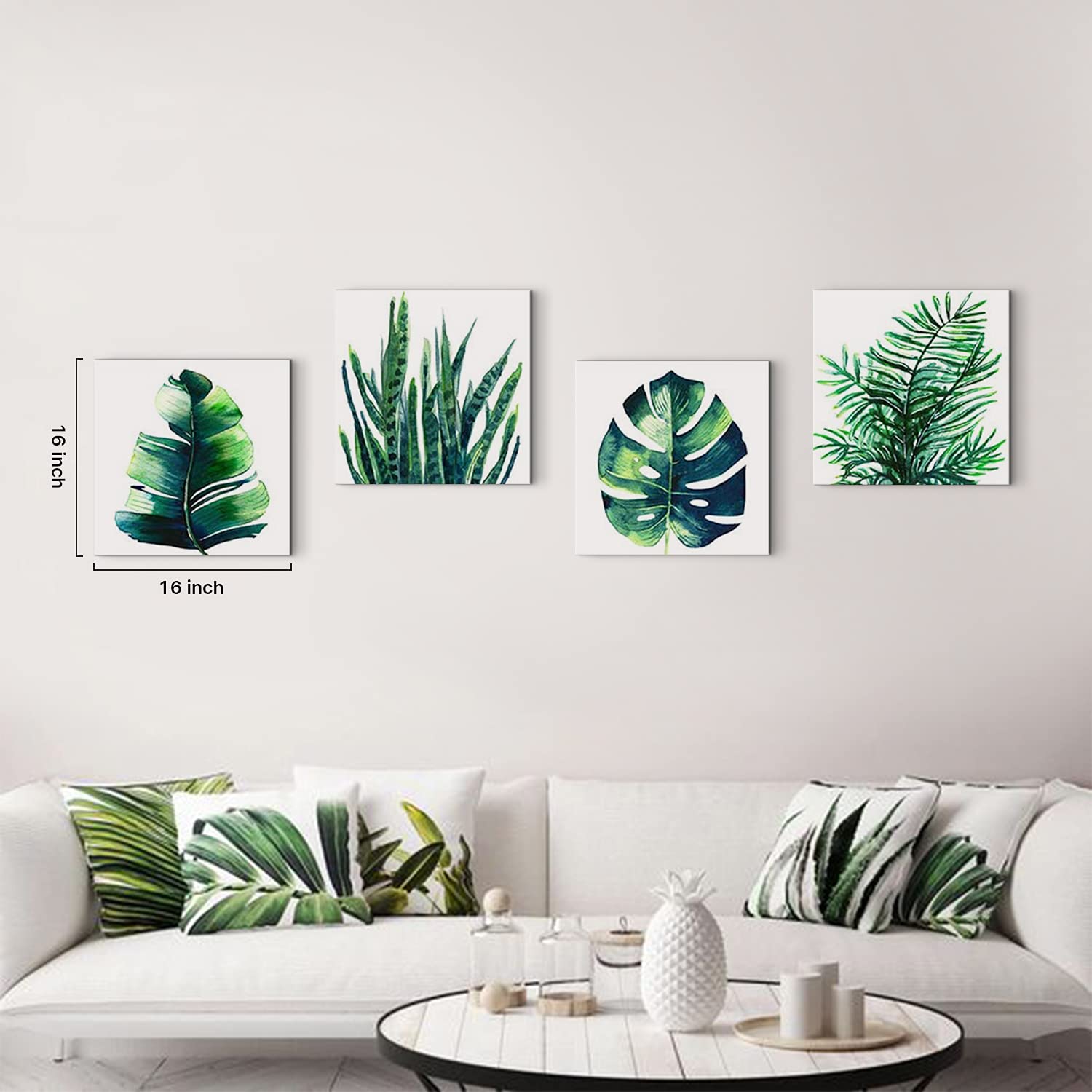 Boho Tropical Wall Art Bathroom Decor Green Plant Pictures Wall Decor For Living Room Minimalist Botanical Leaf Canvas Artworks