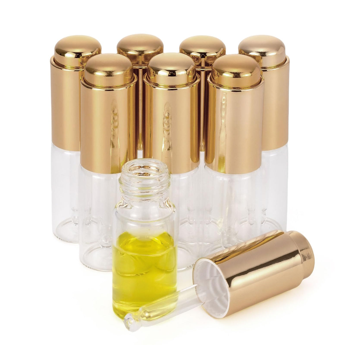 Ellbest 8Pcs 10Ml Clear Press Dropper Bottles, Empty Refillable Essential Oil Bottles Container Perfume Cosmetic Bottle Travel P