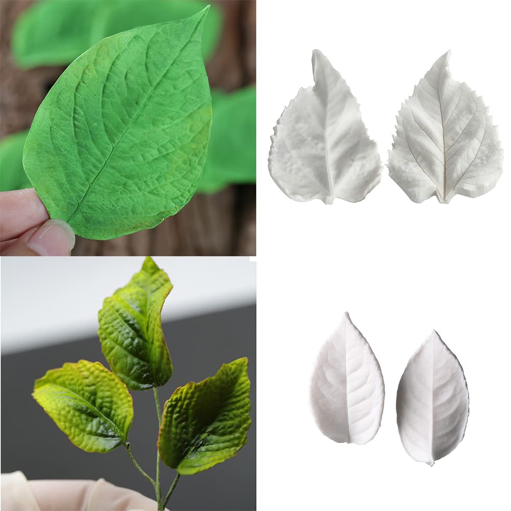 Kalaien 8Pcs Sugar Paste Leaf Veiners Fontant Mold Fondant Silicone Leaf Rose/Peony/Lily 3D Craft Tool