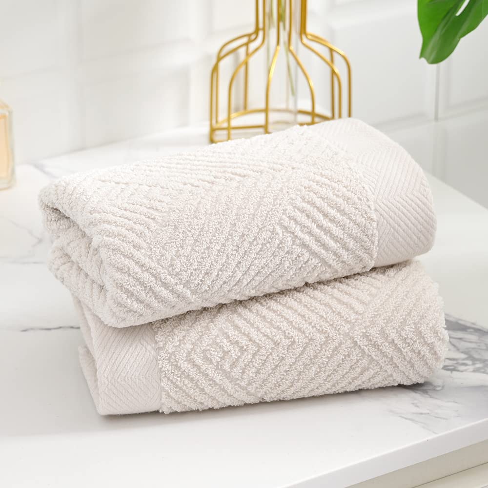 Sense Gnosis Super Soft Lime White Hand Towels Terry Striped Weave Pattern Ultra Absorbent 100% Cotton Towel For Bathroom(13 X 2