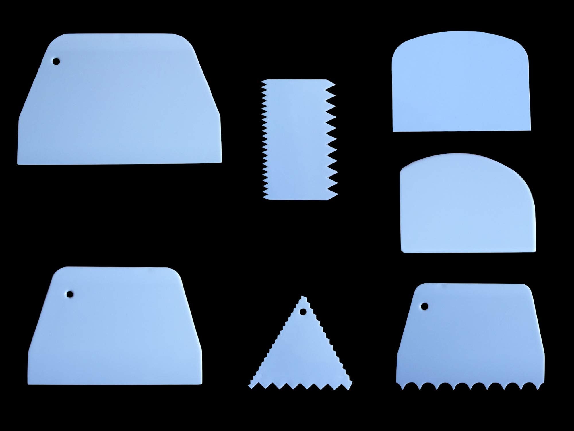 Dough & Bowl Scrapers Plastic Icing Smoothers Dough Cutters Bench Scrapers, Set Of 7 Cake Scraper And Smoother Tools For Cake De