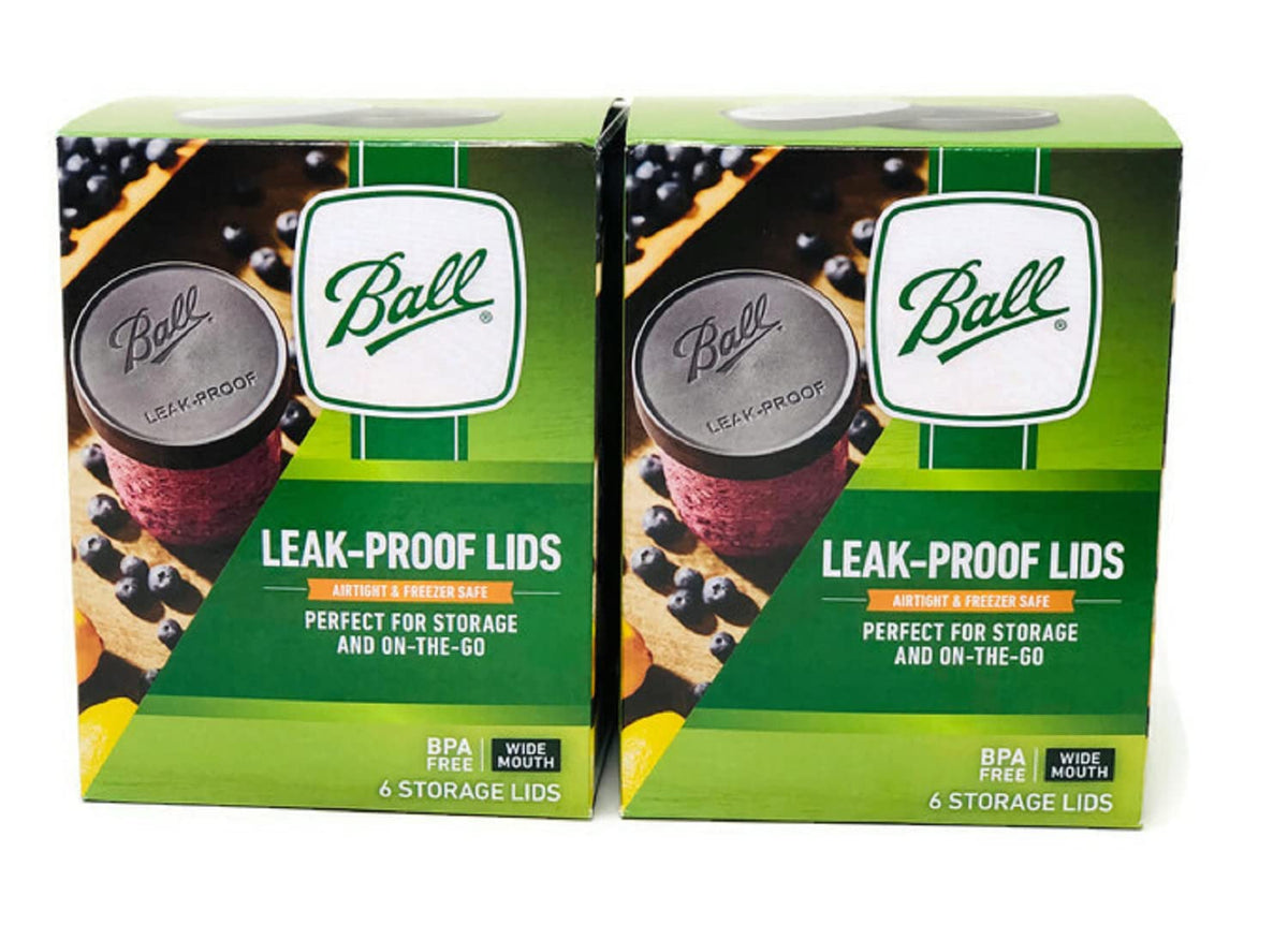Ball Leak-Proof Plastic Lids For Glass Mason Jars, Used For Canning, Pickling, Juice, Jam, Jelly (Wide, 6 Count (Pack Of 2))