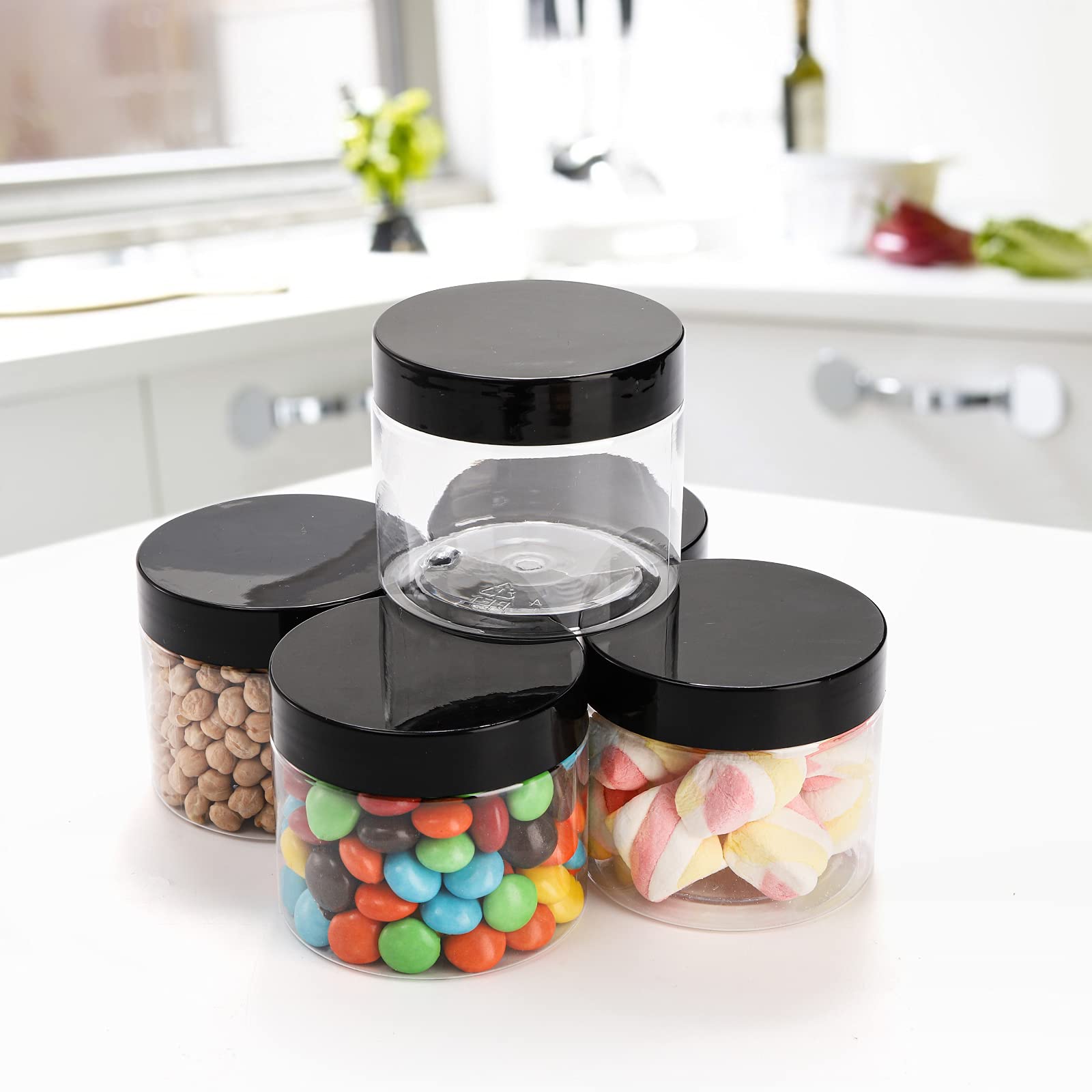 Tosnail 30 Pack 4 Oz Clear Plastic Jars With Black Lids Leak-Proof Round Food Safe Storage Containers For Kitchen Use, Beauty Pr