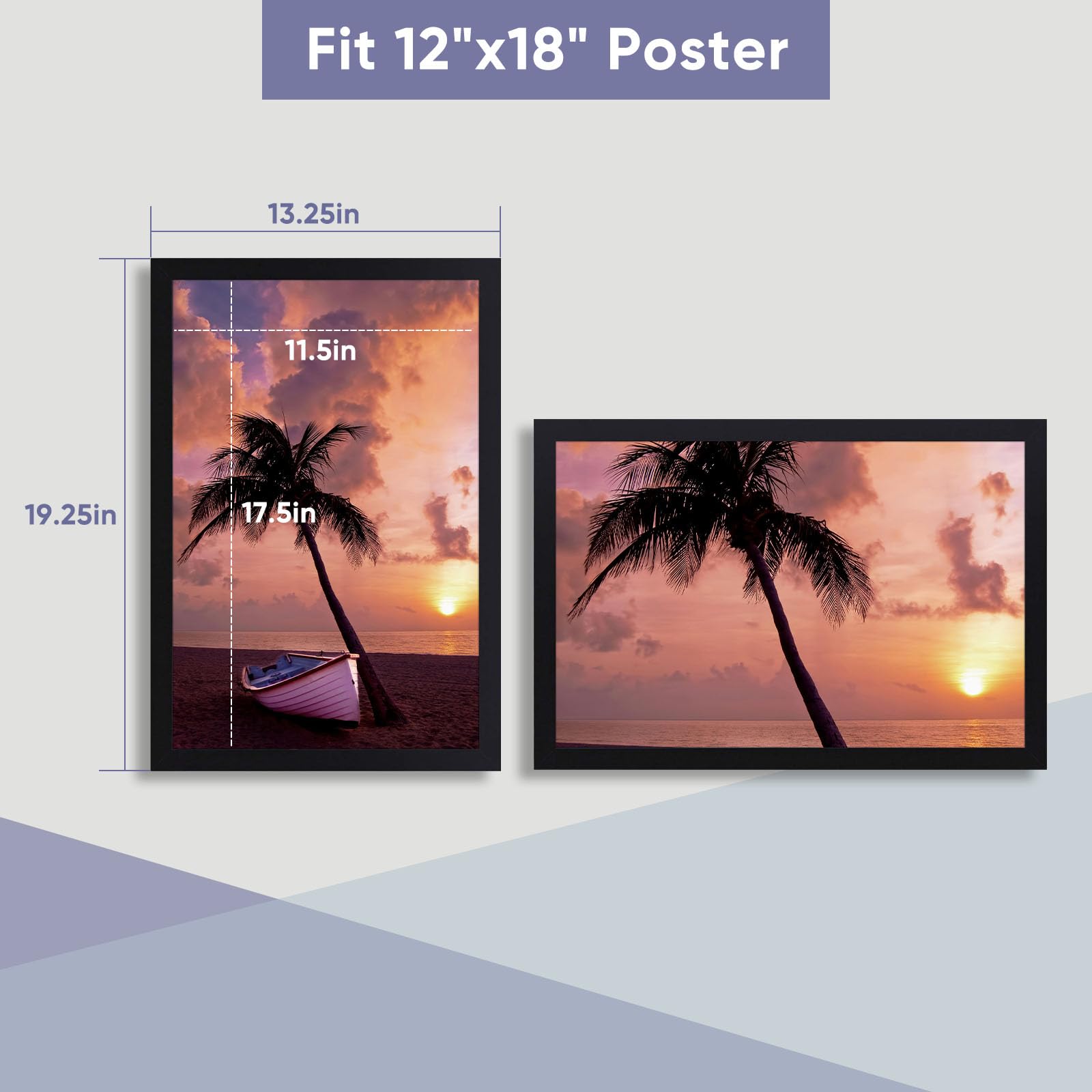 Frametory, 12X18 Picture Frame Black Gallery Wall Art Photo Frame With Plexiglass, Vertical Or Horizontal (2-Pack)