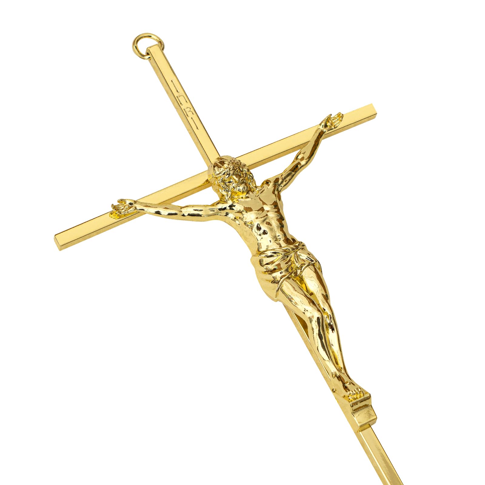 KUXBET Crucifix Wall Cross, Metal Wall Hanging Cross,10inch Gold Jesus Crucifix Home D  cor, Gift for Family