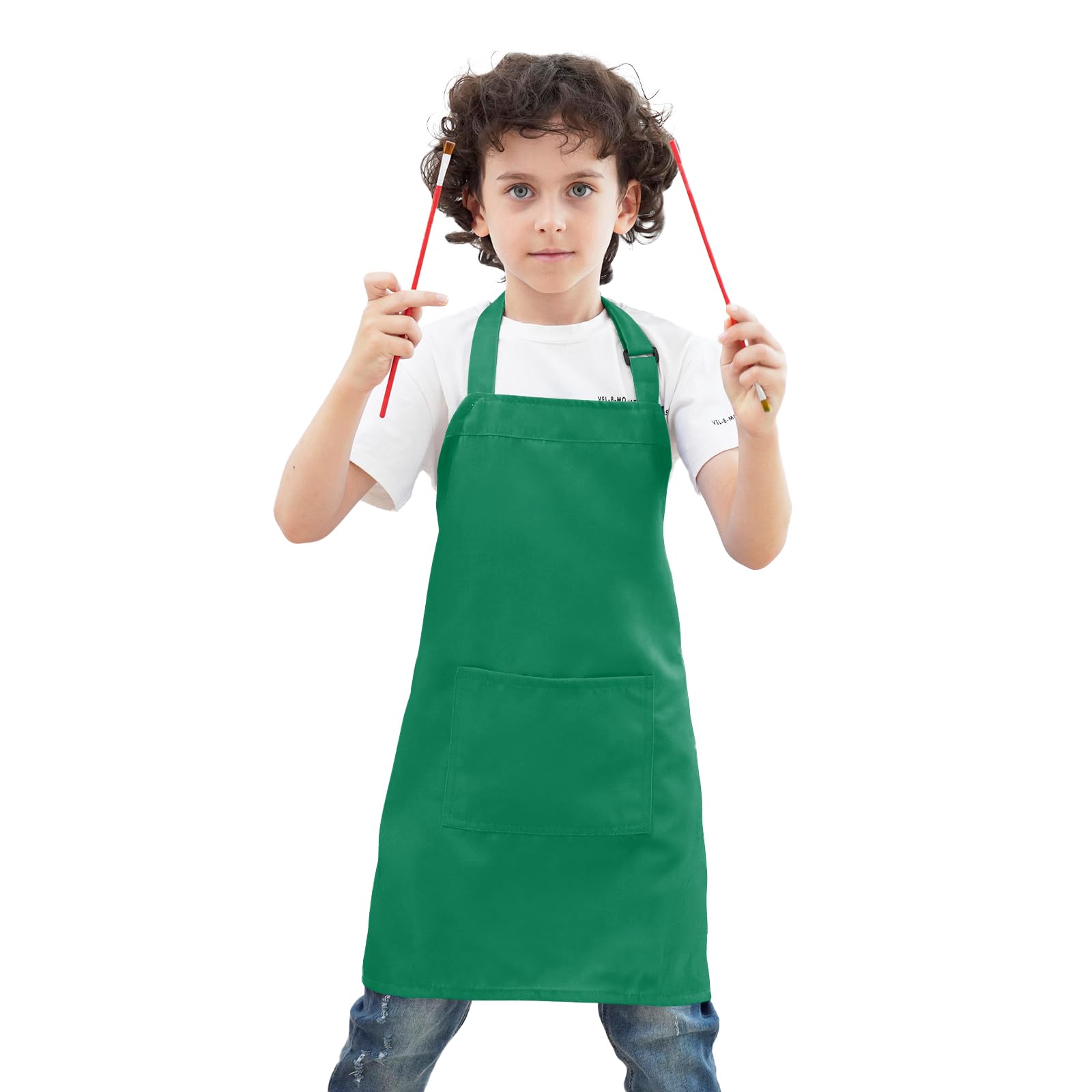 Bighas Kids Apron For Boys And Girls Adjustable Neck Strap Hook And Loop Fastener Design Waistband For Baking, Cooking, Chef (Gr
